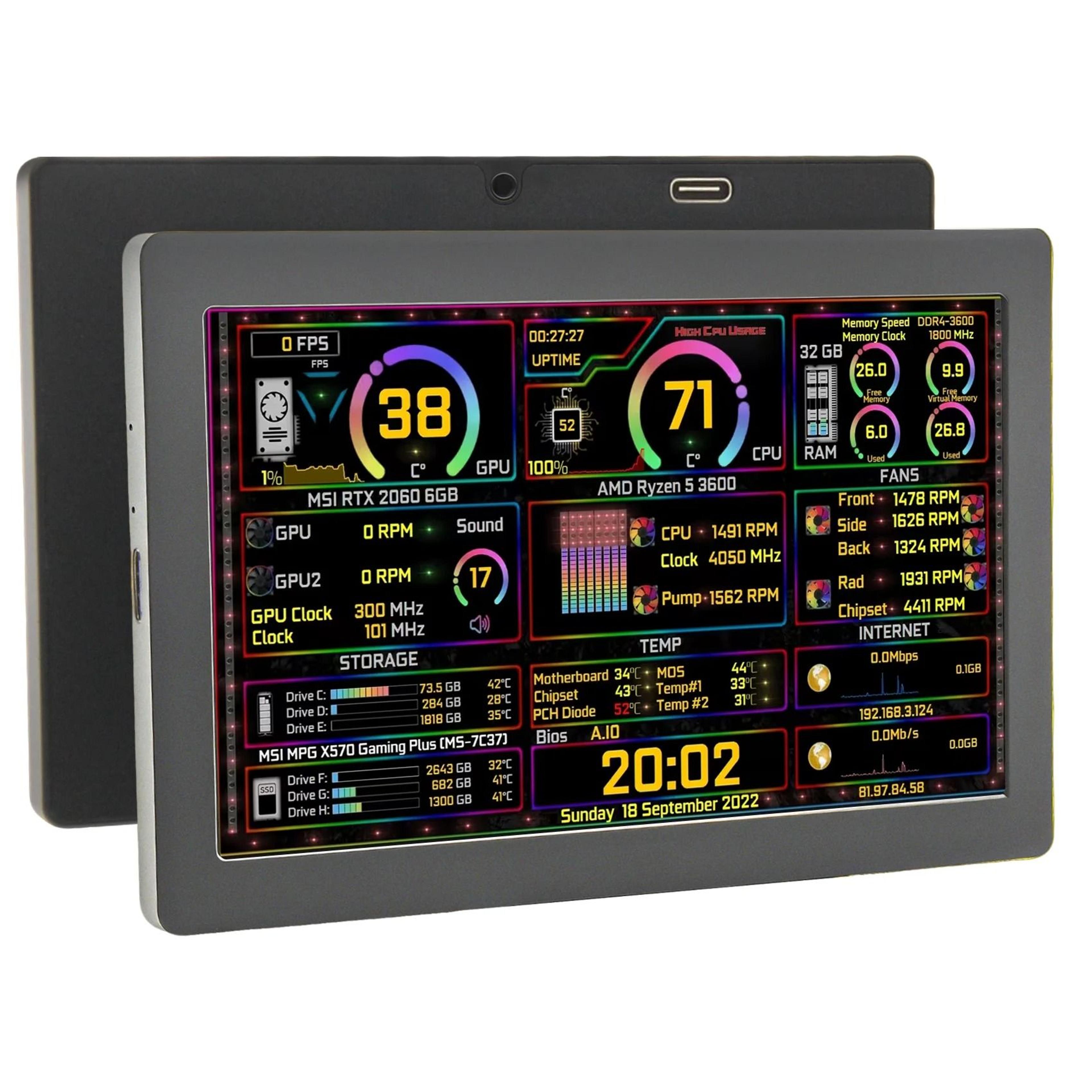 mini ips secondary screen monitor with type c support