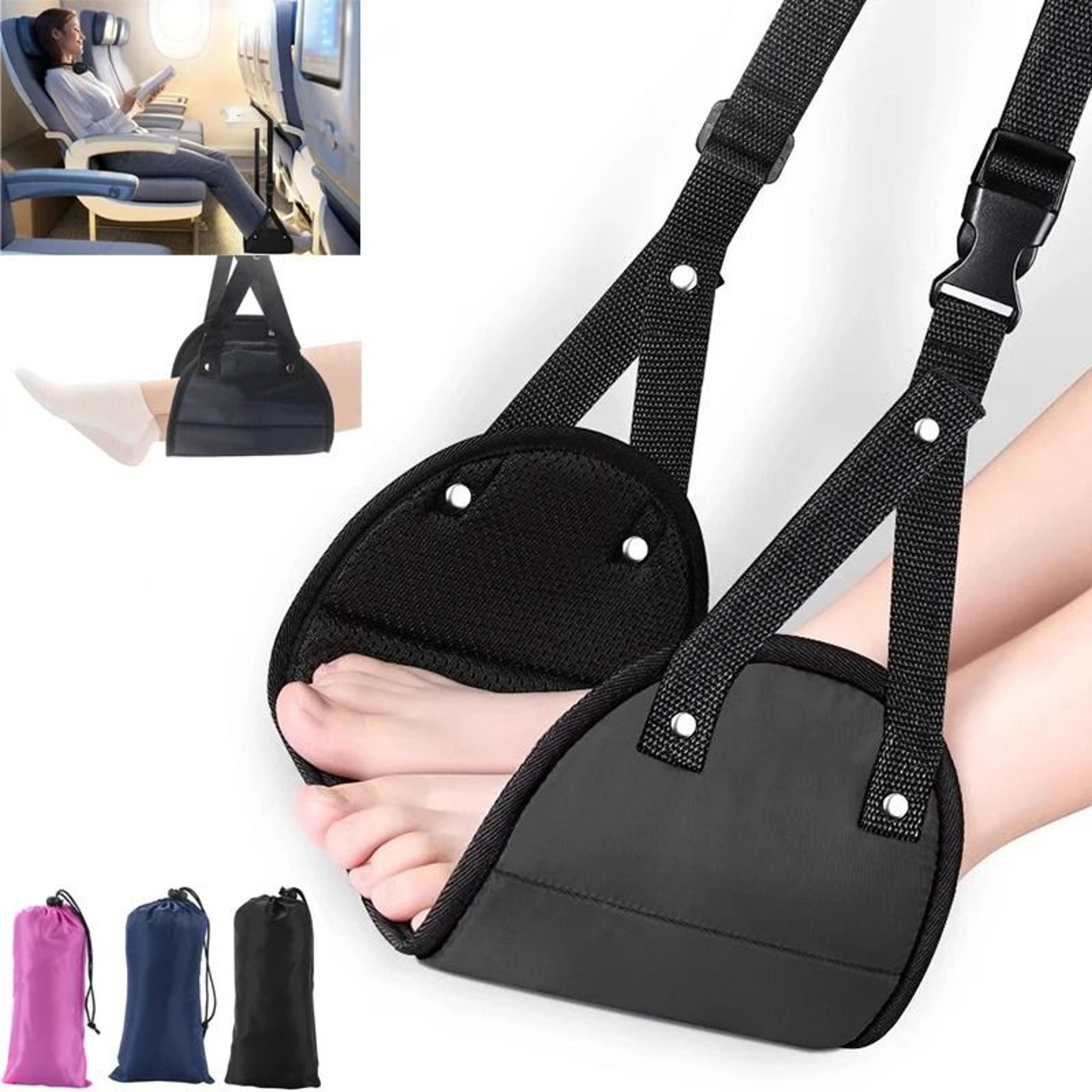 portable footrest hammock for plane train office or car travel