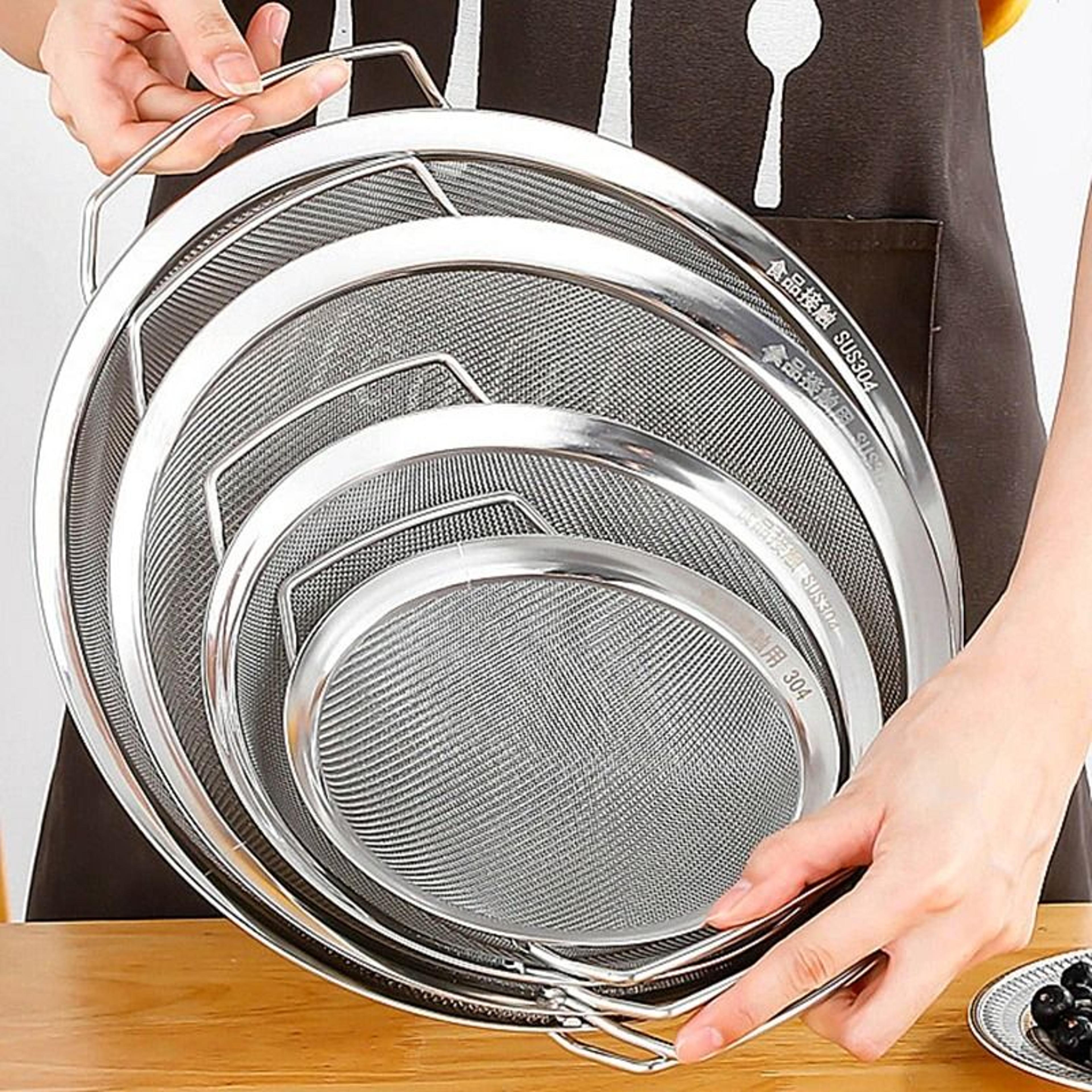stainless steel mesh strainer basket with double handles