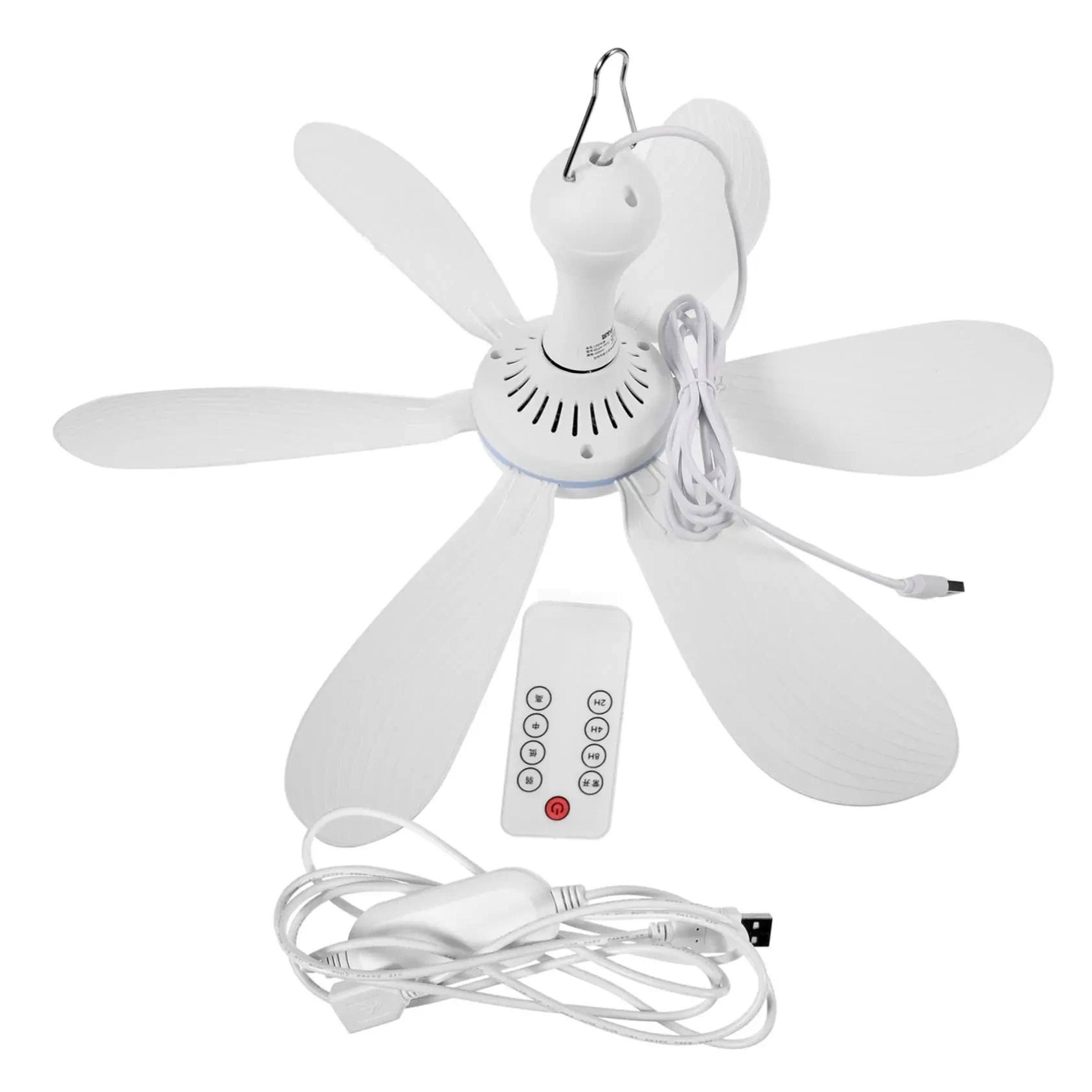 silent 6-leaf usb ceiling fan with remote control and light options