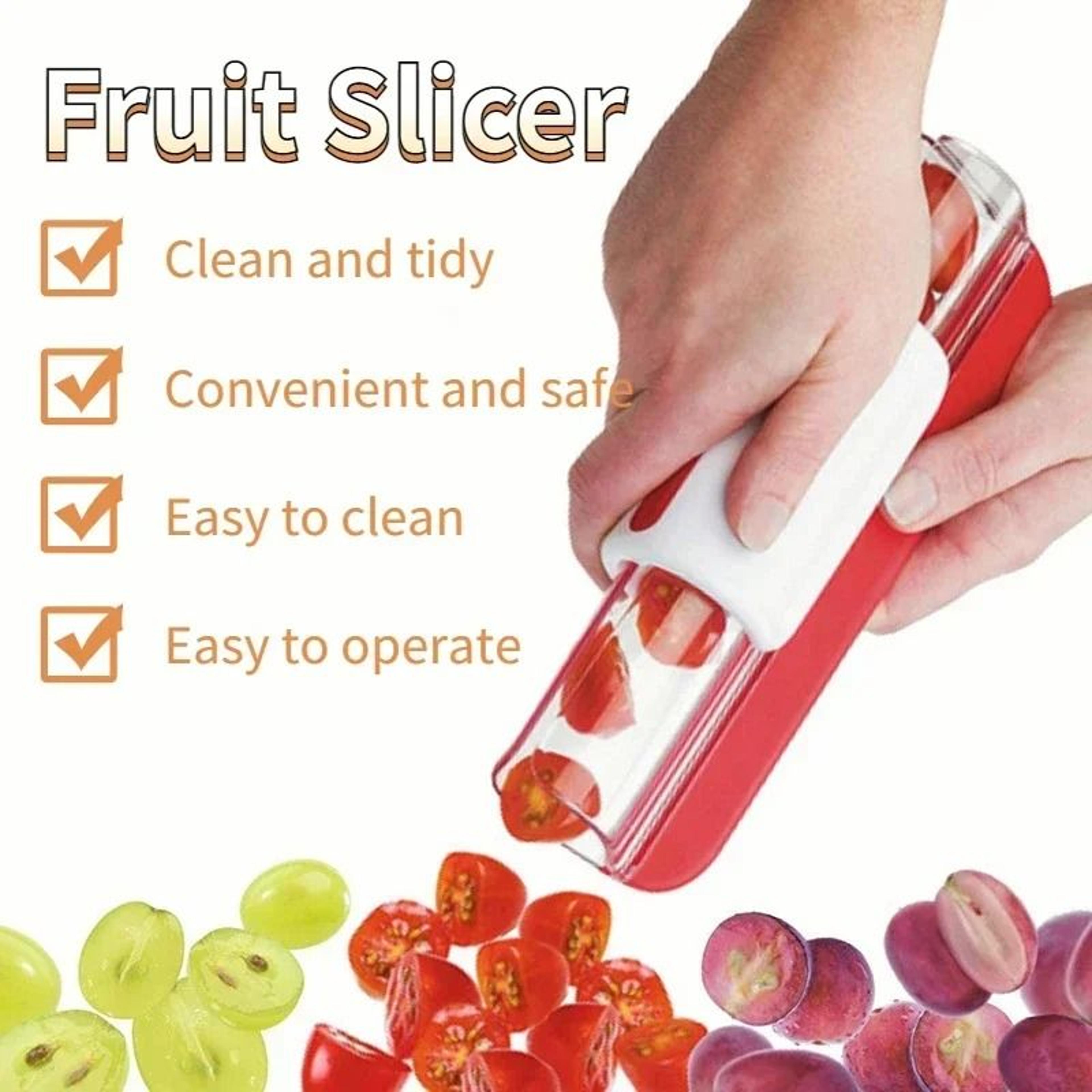 tomato, grape and cherry fruit and vegetable slicer – quick kitchen tool