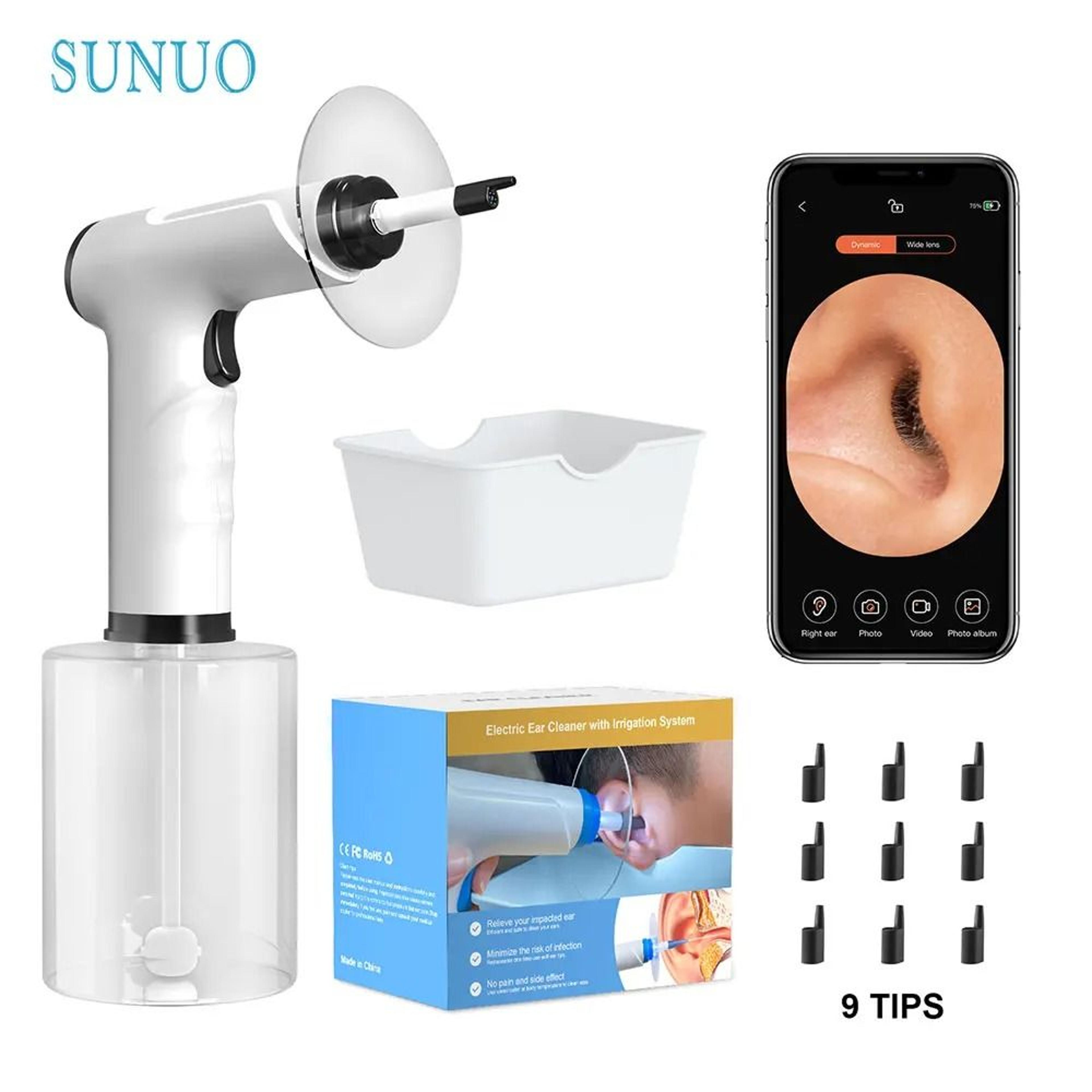 electric ear cleaner kit with adjustable spray – safe ear wax removal irrigation tool