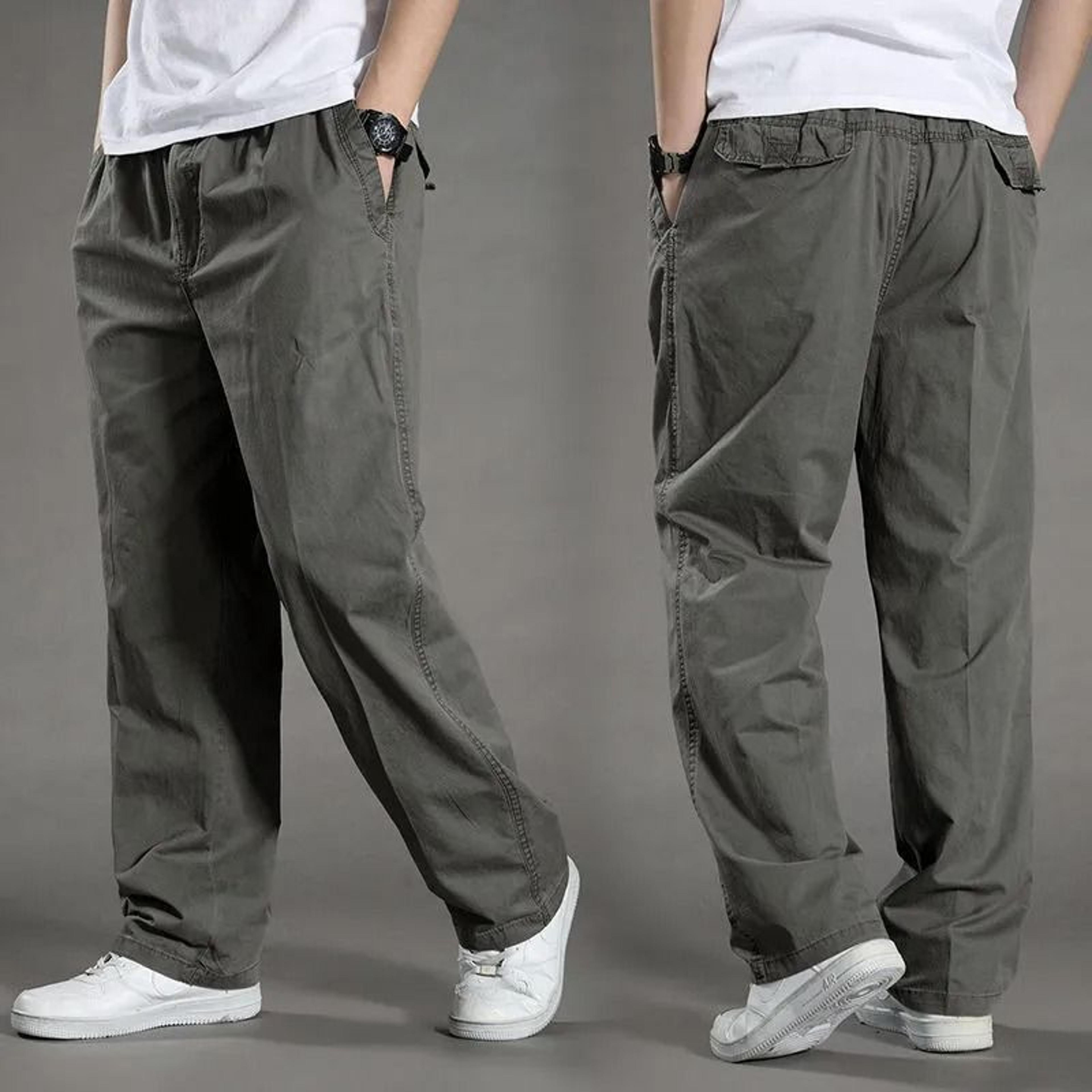 mens cotton cargo jogger pants for work and outdoor climbing