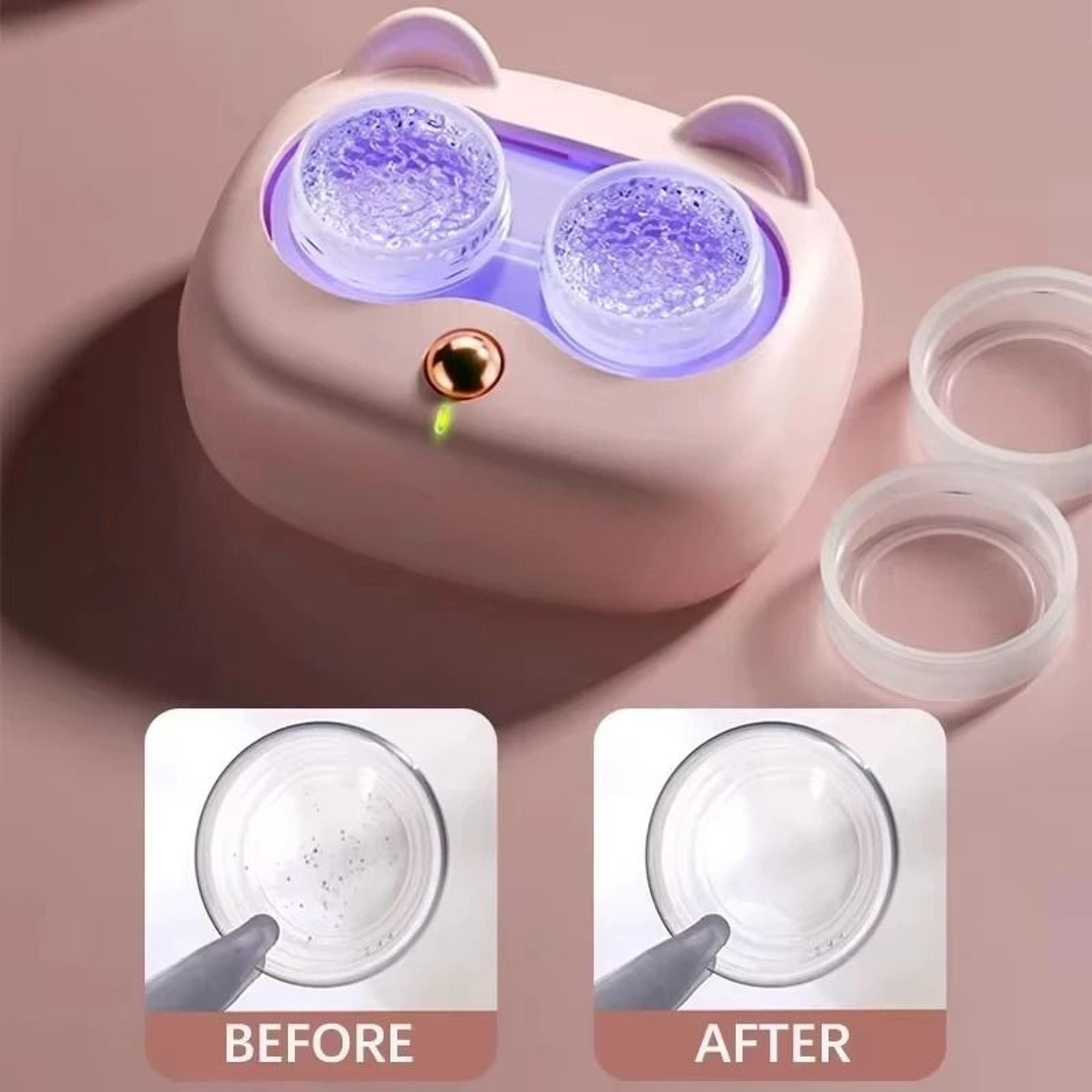 portable ultrasonic contact lens cleaner with removable case