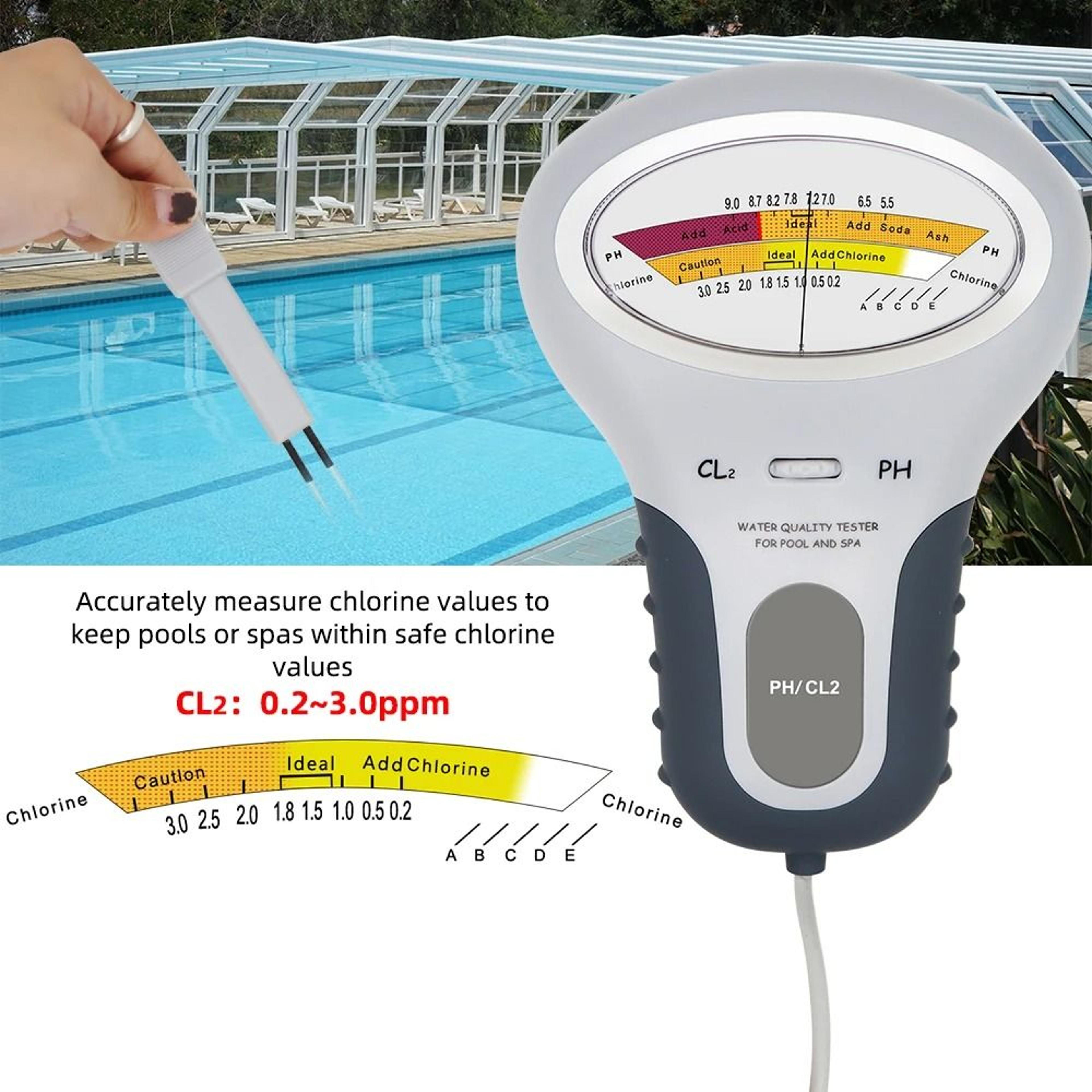 2 in 1 digital chlorine and ph level tester for pool and spa water quality