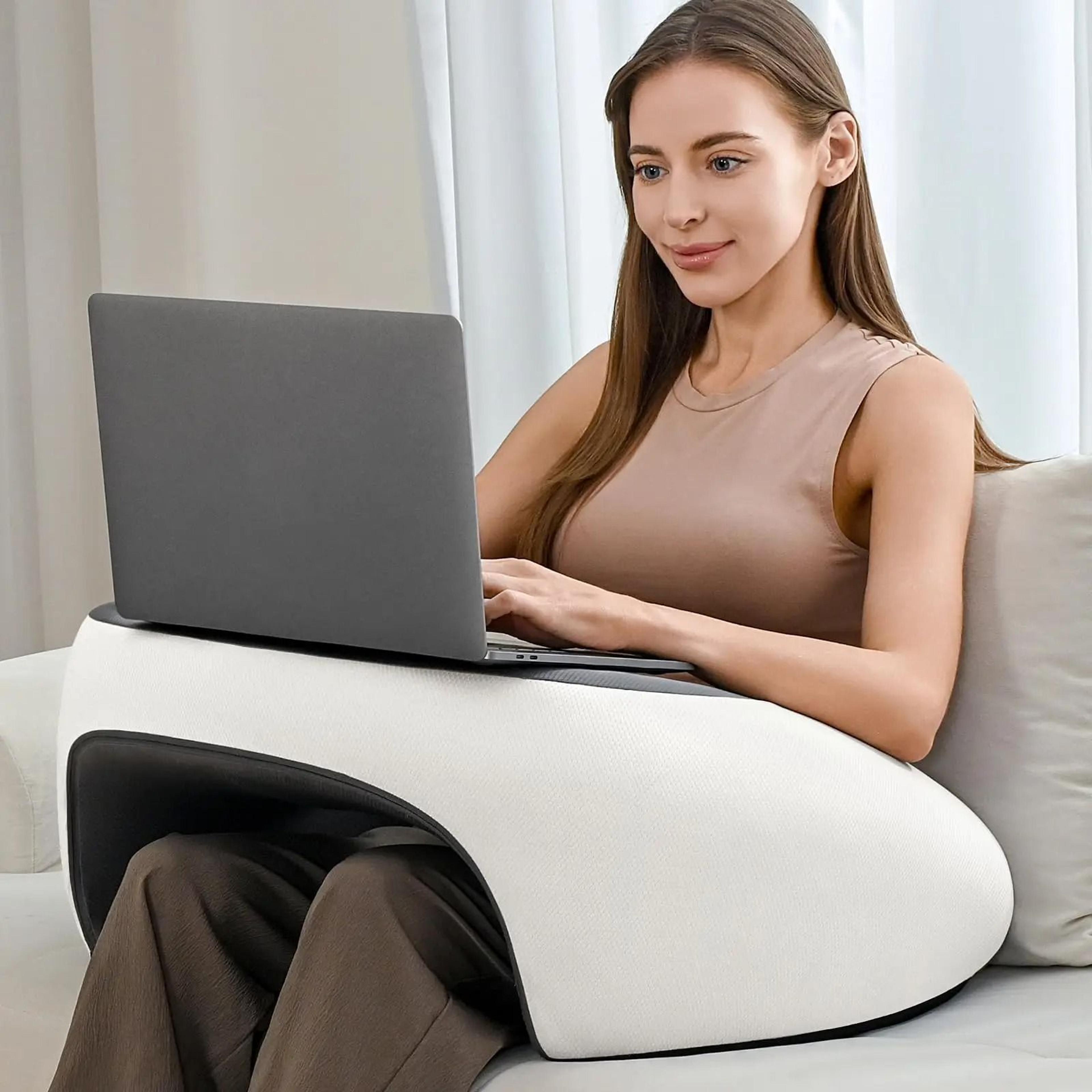 memory foam laptop desk pillow with cup holder for bed and sofa