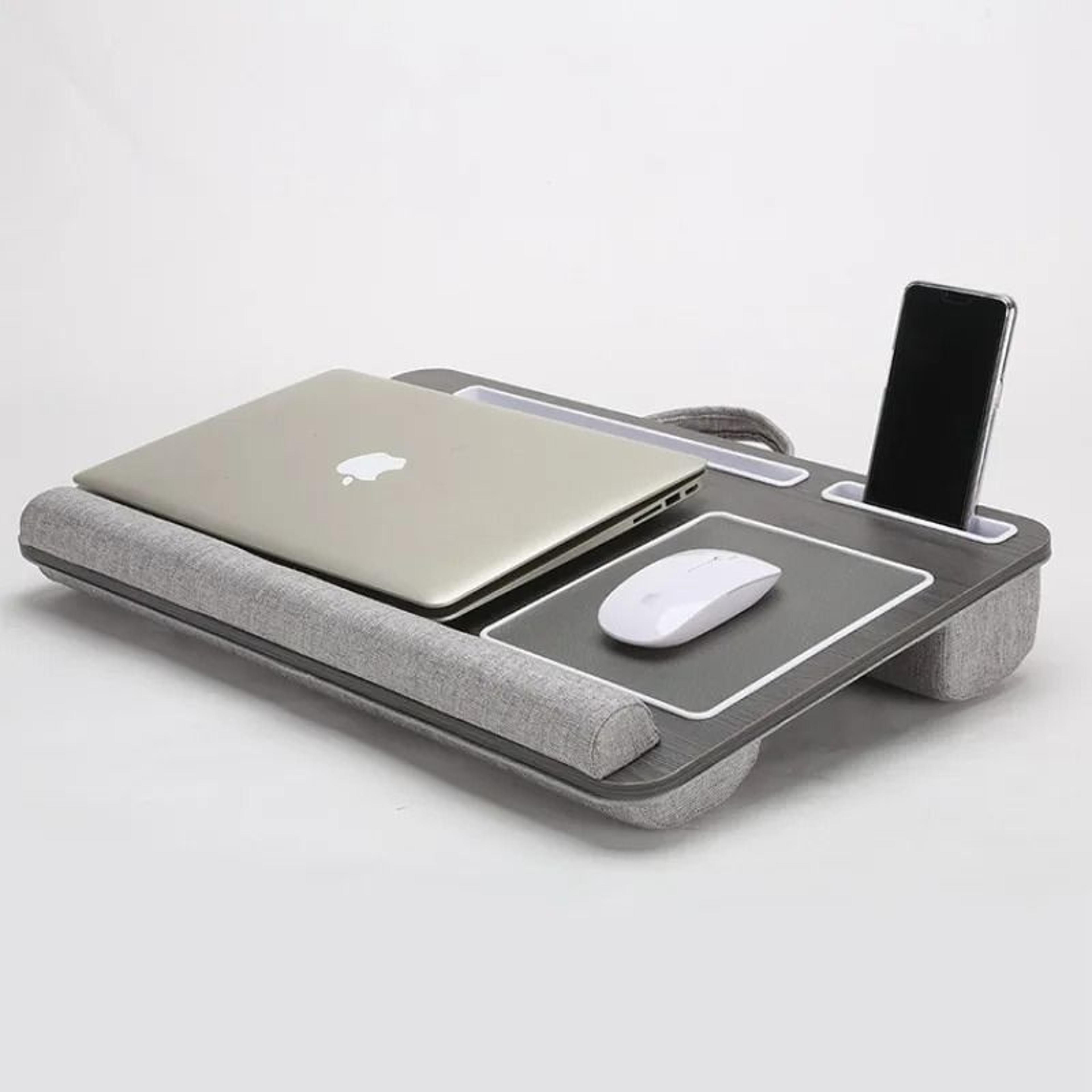 portable laptop desk with anti slip bar and built in mouse pad