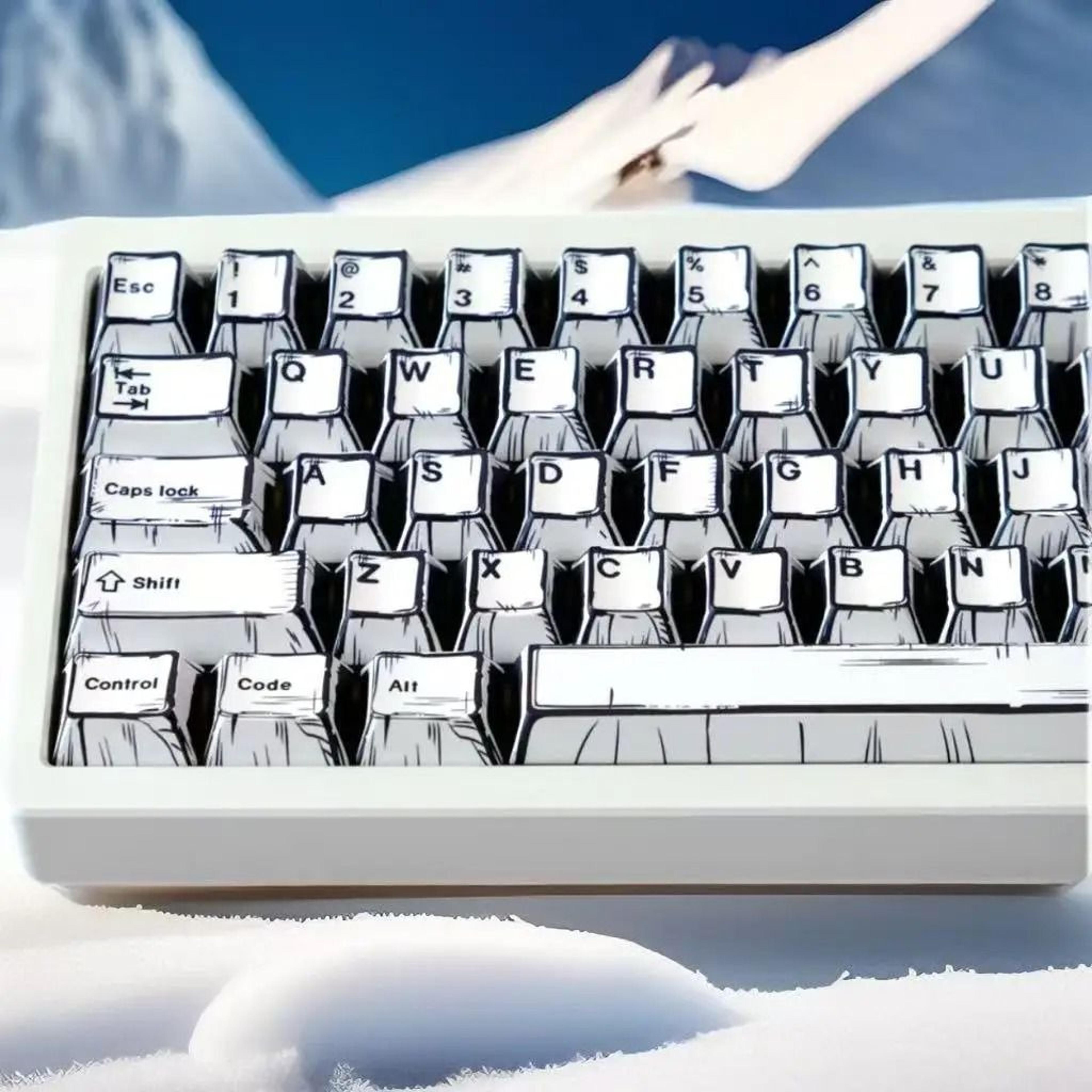 comic style pbt keycap set for mechanical keyboards 151 keys cherry profile