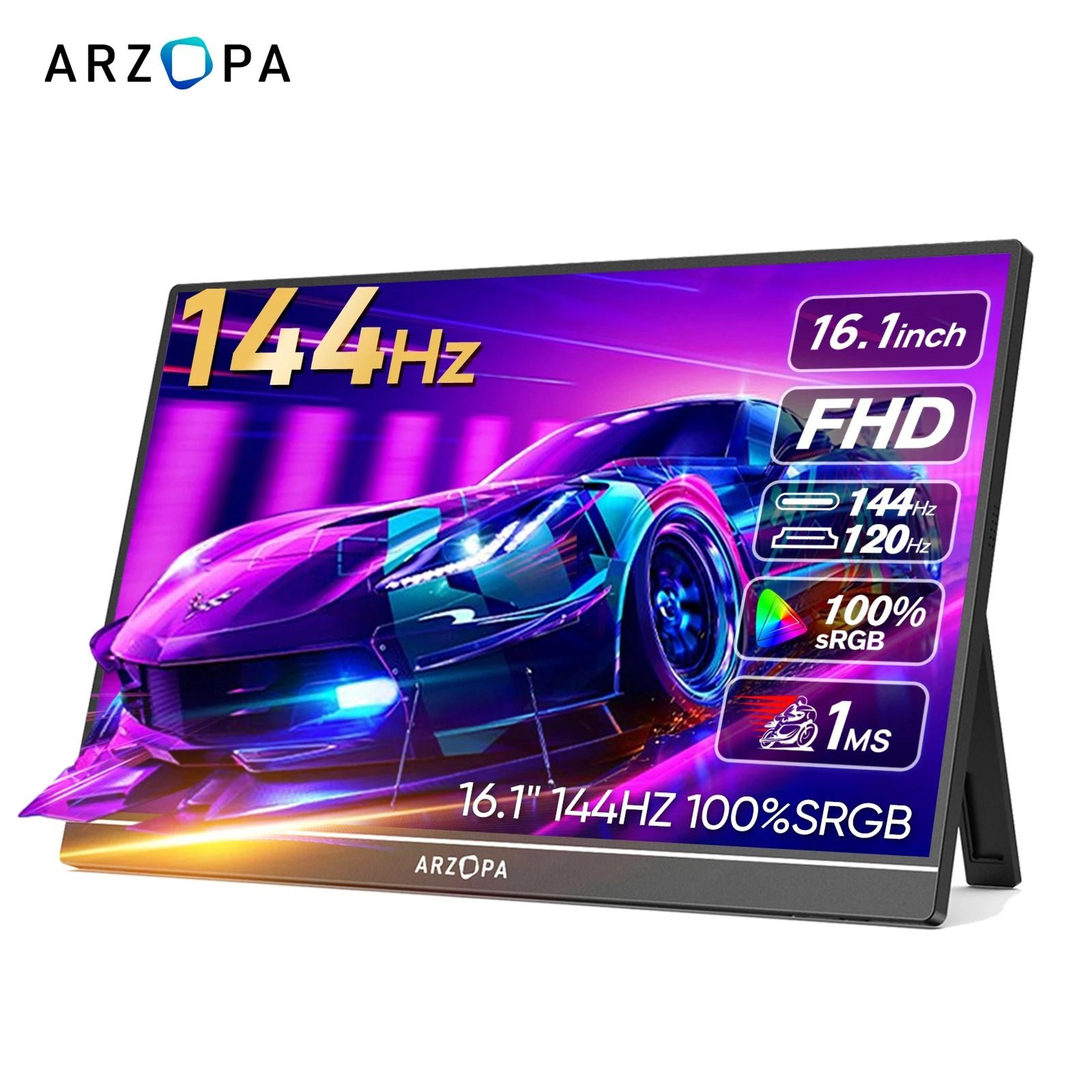 16.1 inch 144hz portable gaming monitor with usb c and hdmi for laptop and console