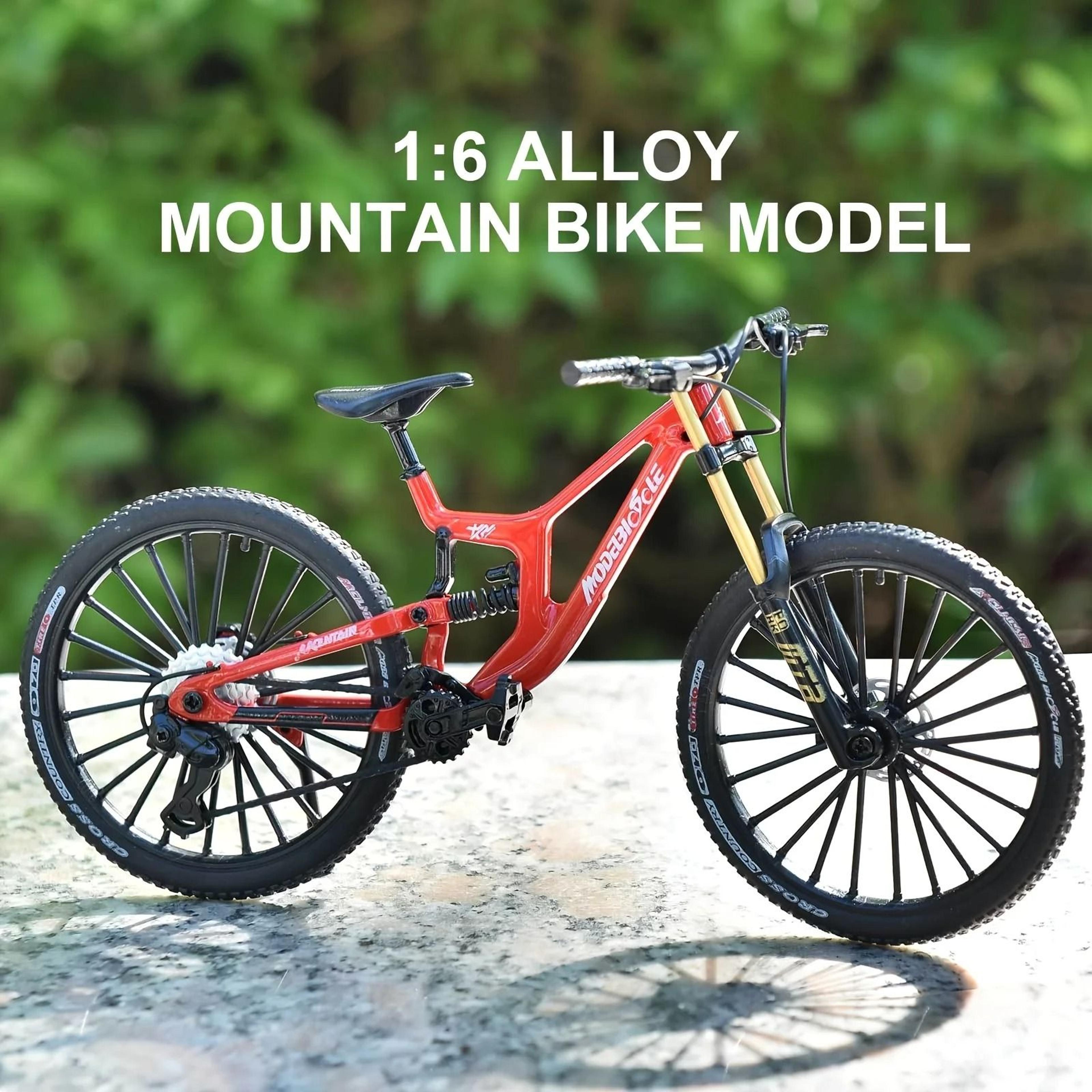 1 to 6 scale alloy mountain bike model with realistic suspension for desk display