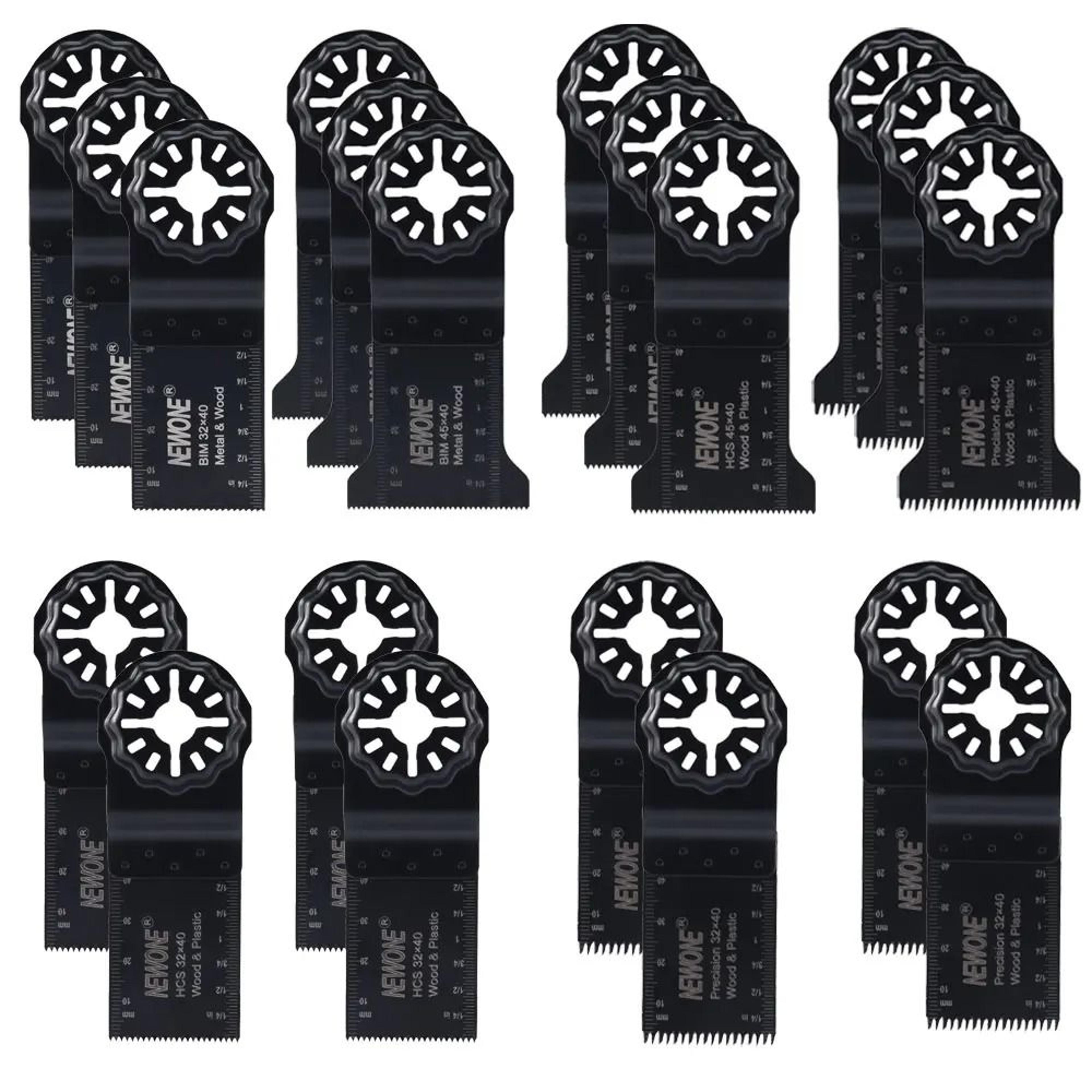 20 piece oscillating saw blade set for wood and soft metal cutting