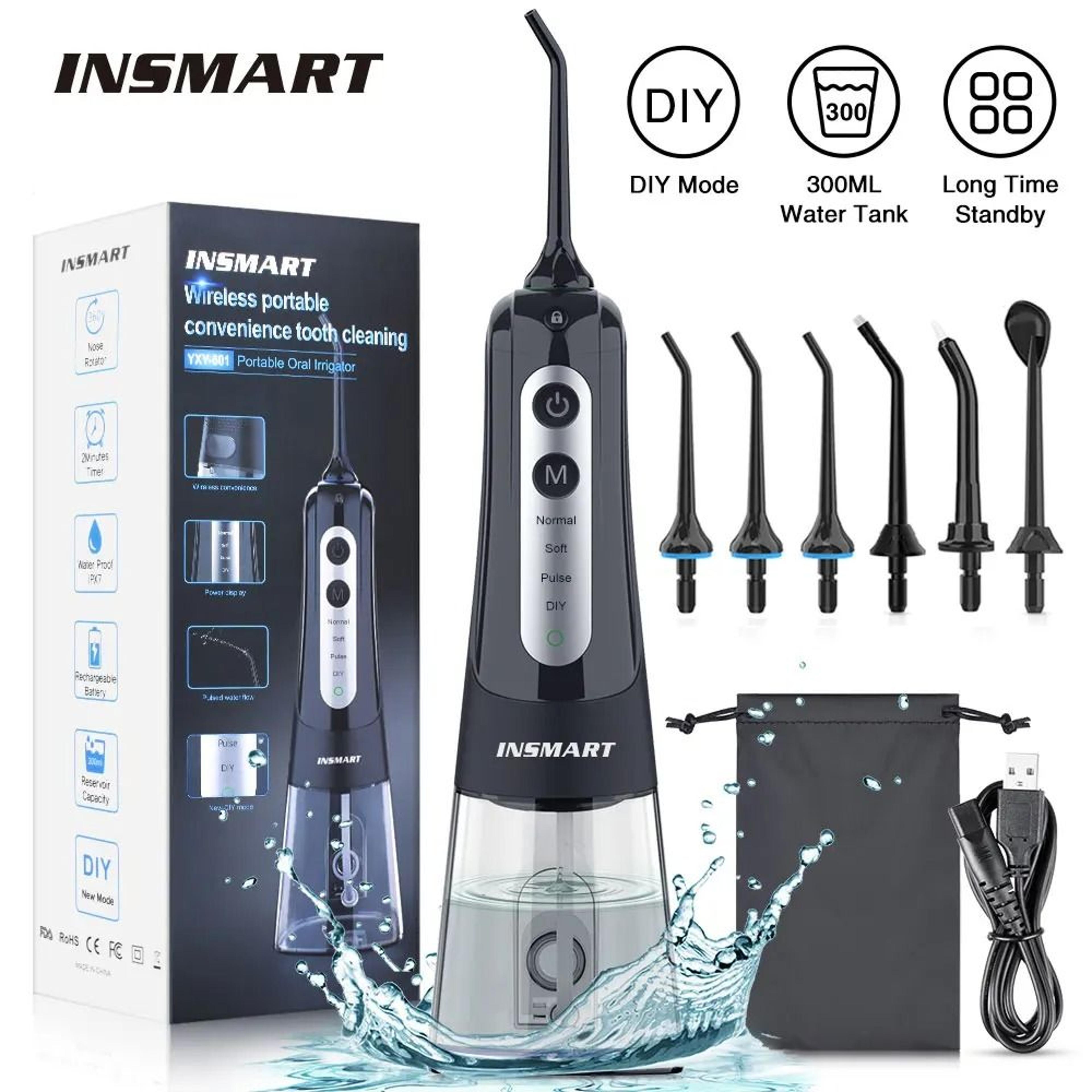portable dental water flosser with whitening jet and 300ml tank