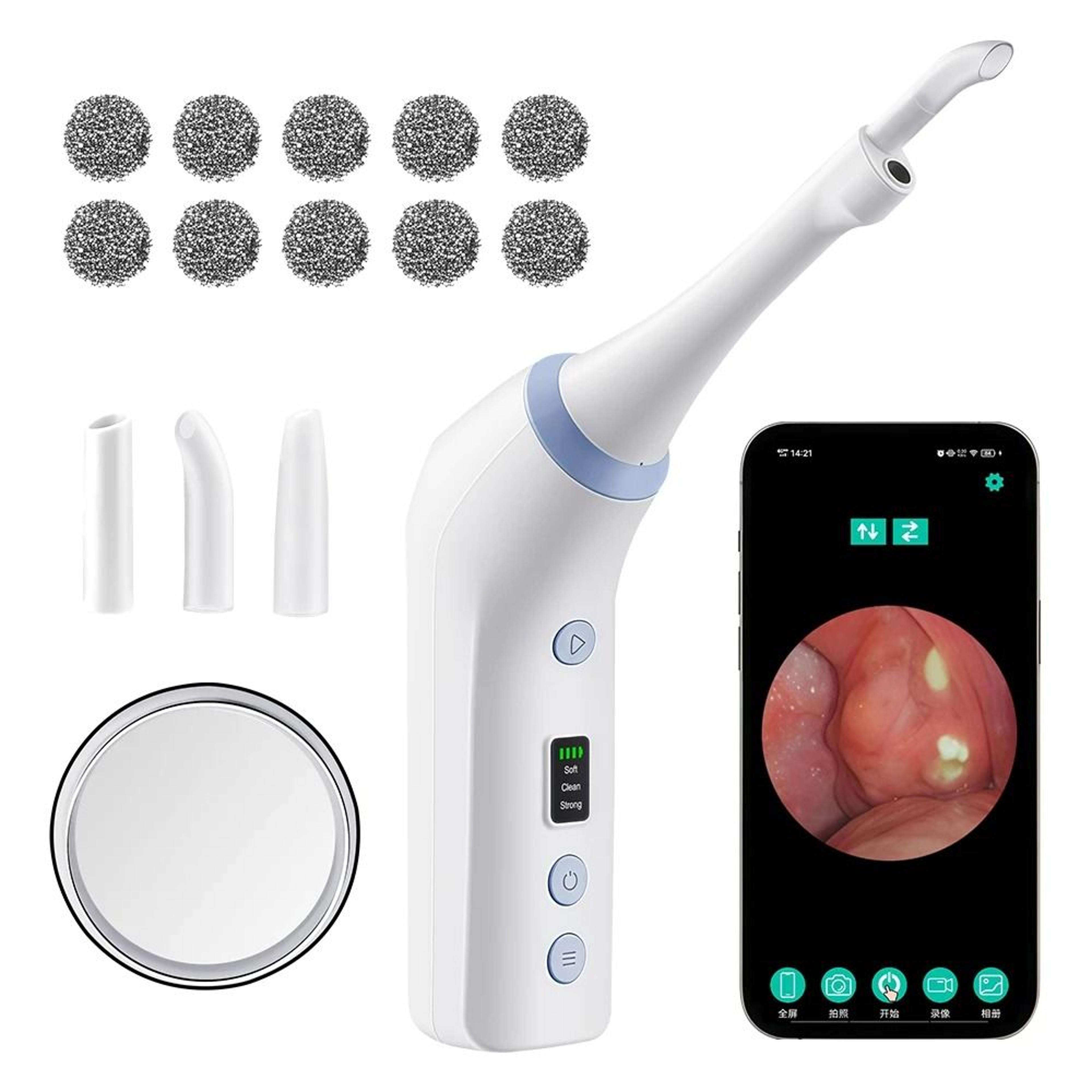 electric tonsil stone remover tool with visible camera and suction for oral care