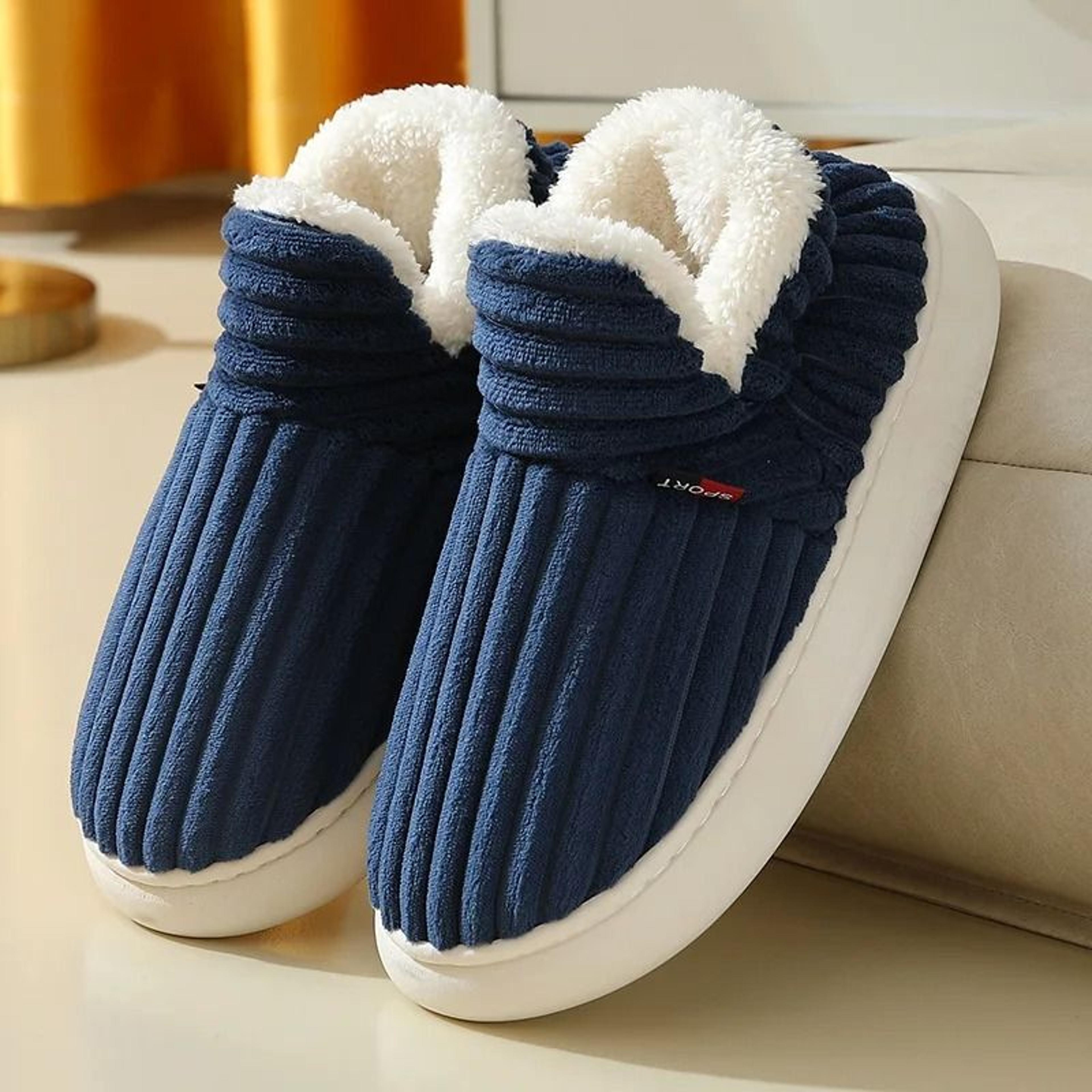 winter men slippers short plush indoor soft fur house boots