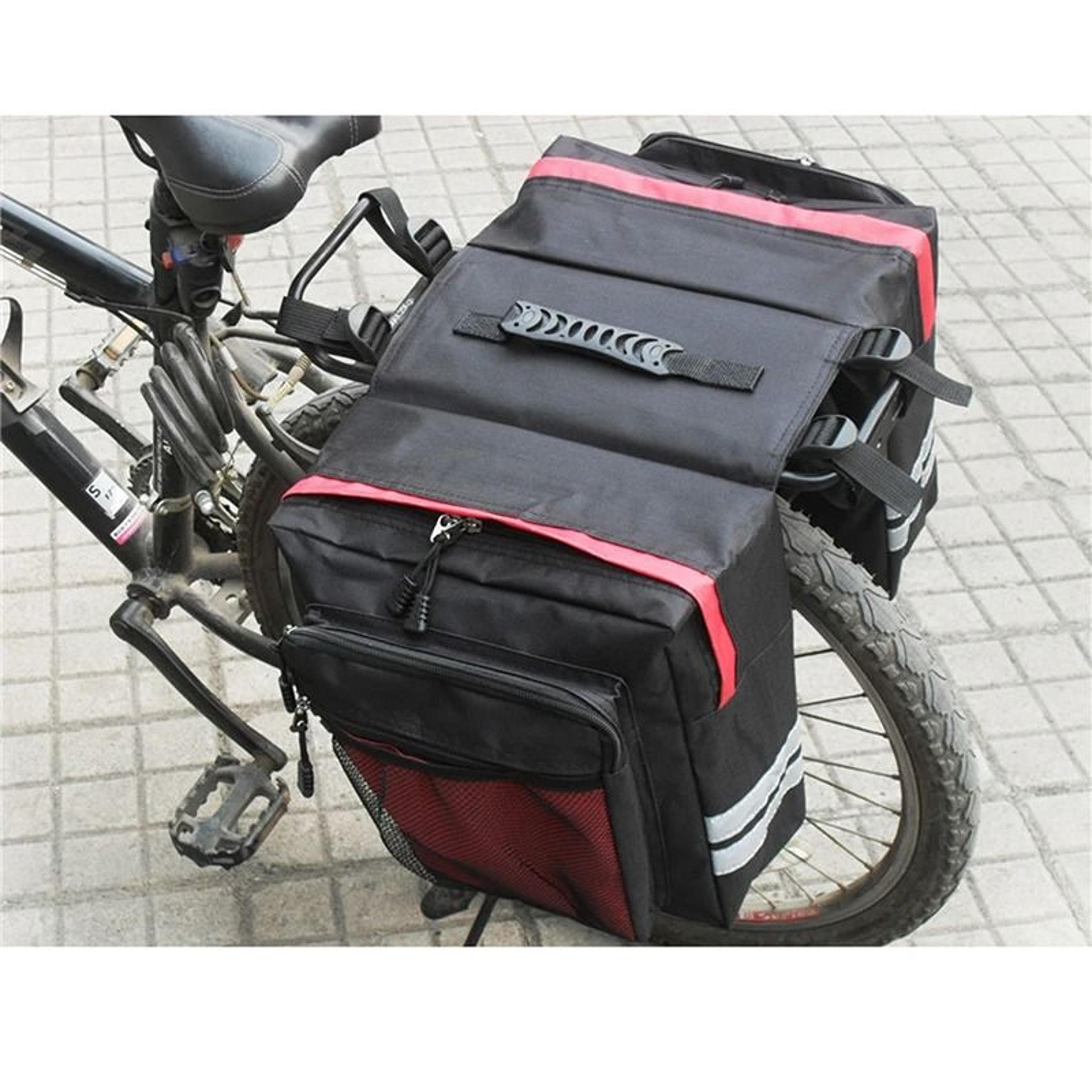 mtb bicycle carrier bag rear rack trunk double side travel storage