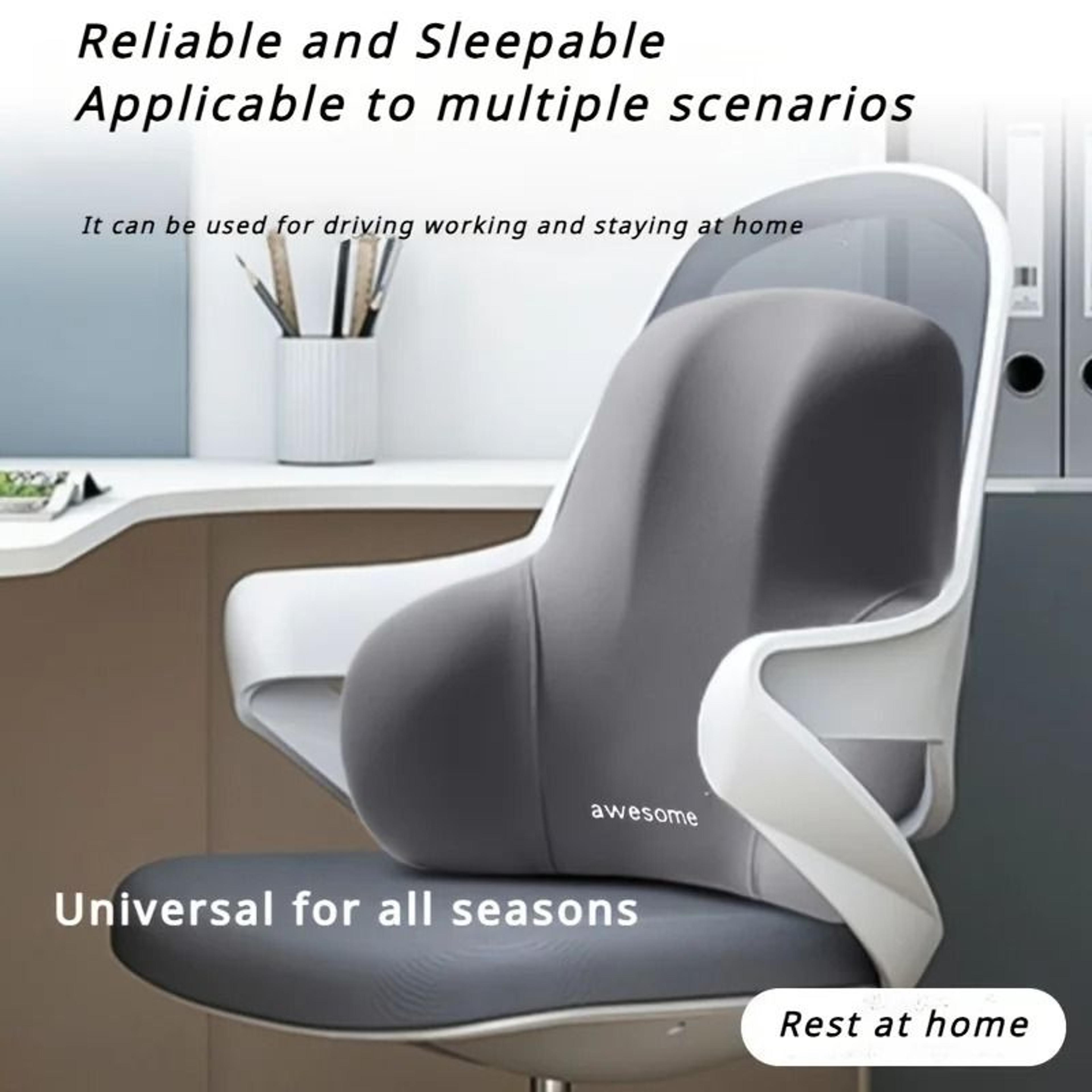 memory foam seat cushion set with lumbar support for office and car