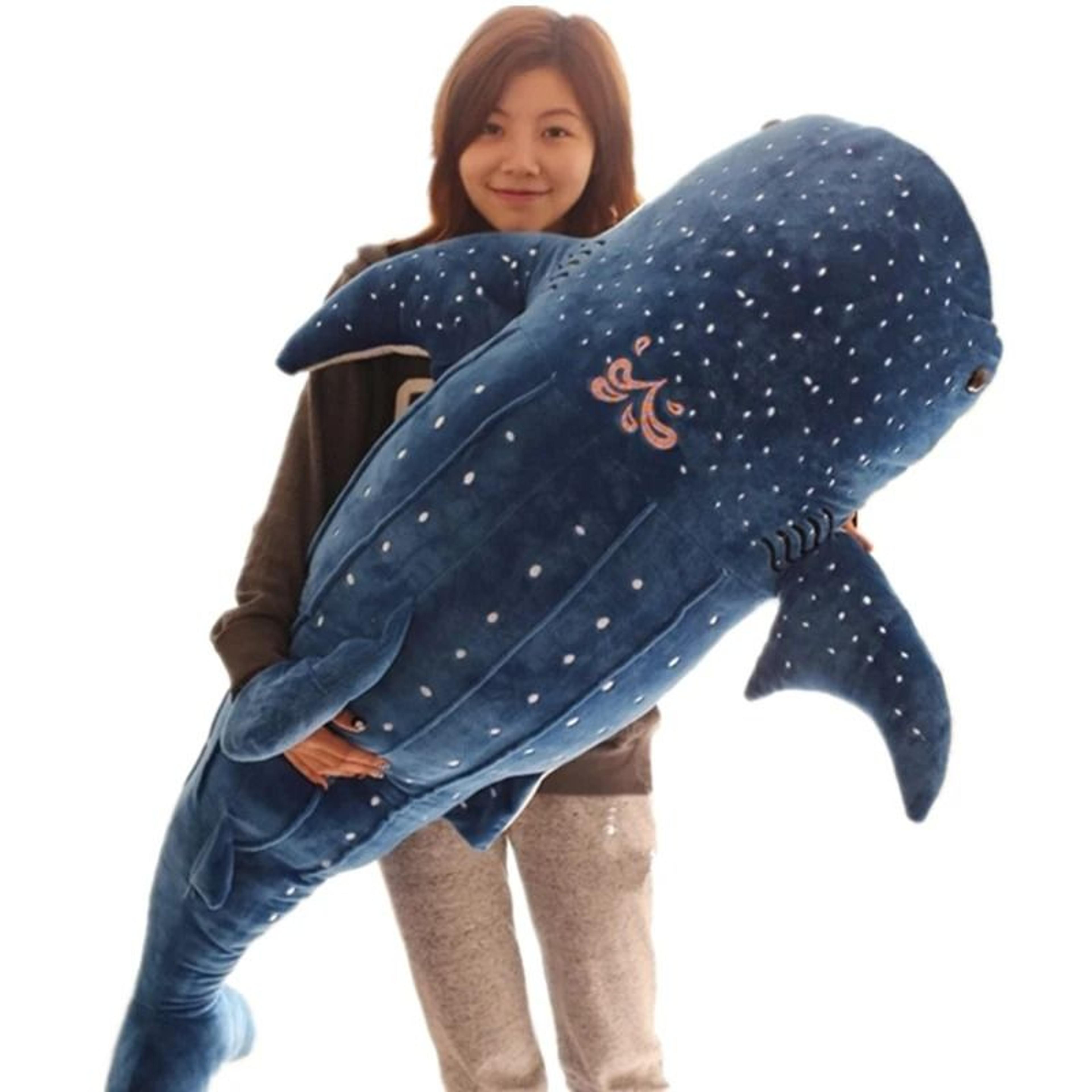 cartoon blue shark plush toy pillow