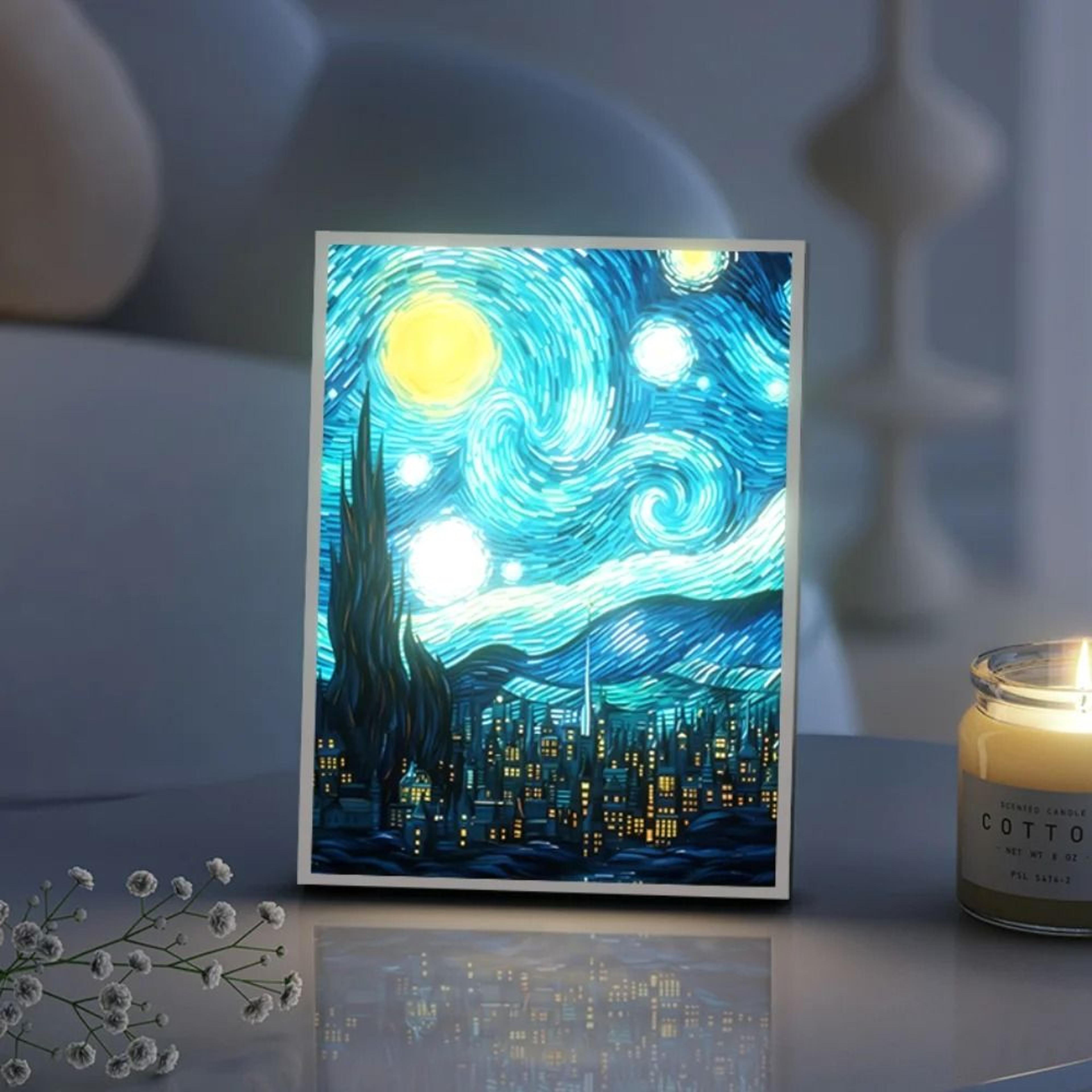 starry night artistic led night light room decor lamp