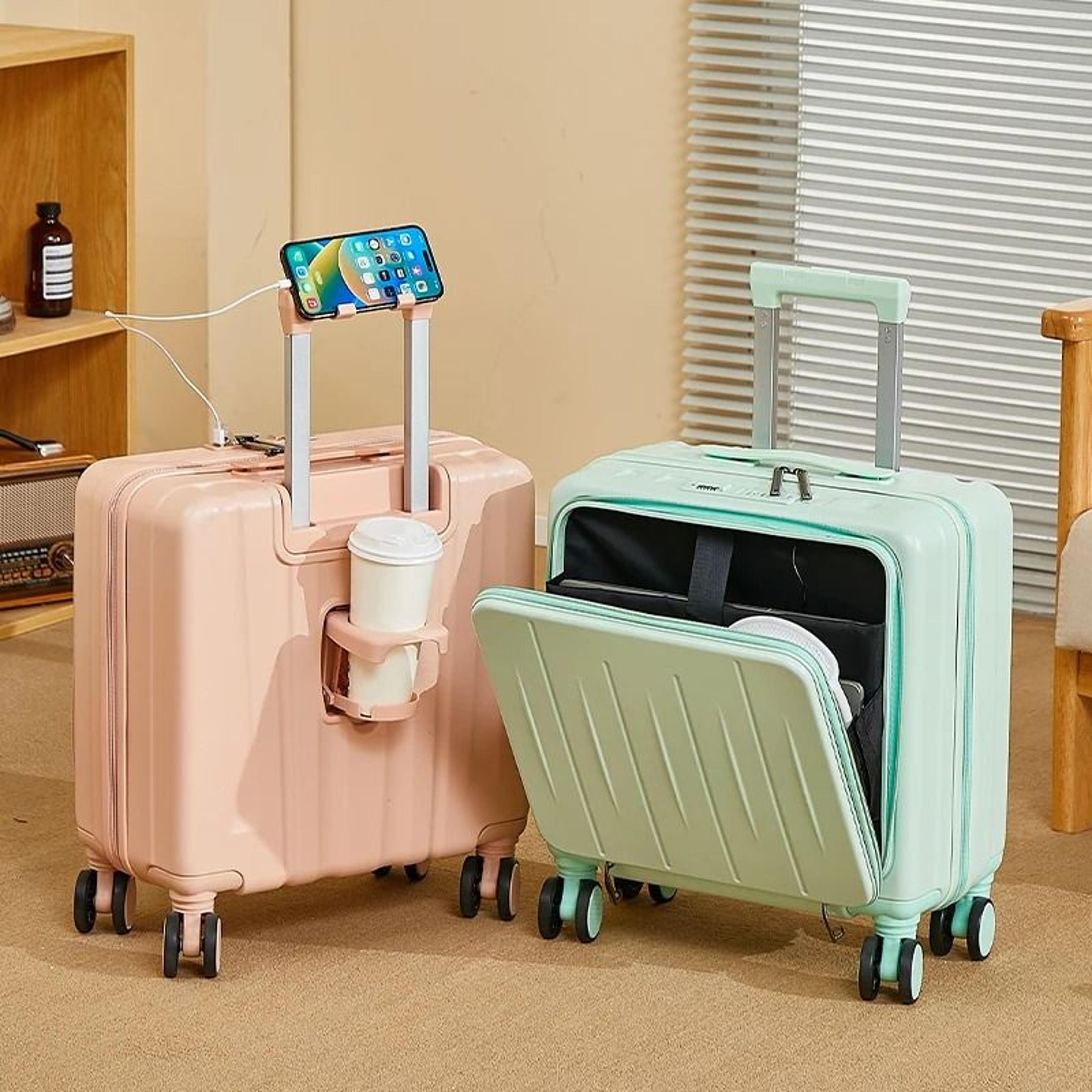 lightweight 18 inch travel suitcase with large capacity and swivel wheels