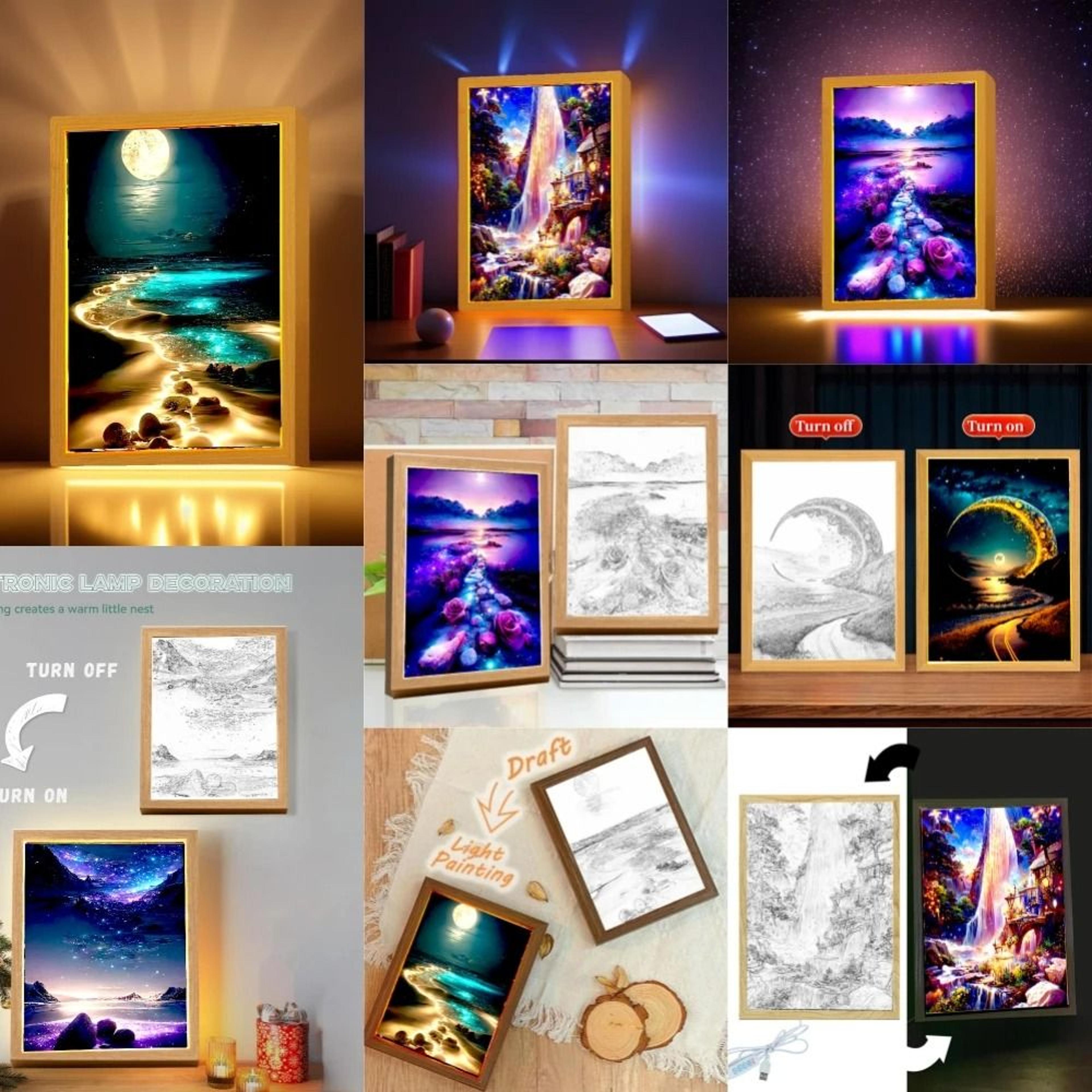 led landscape photo frame night light with modern table decoration for bedroom and living room