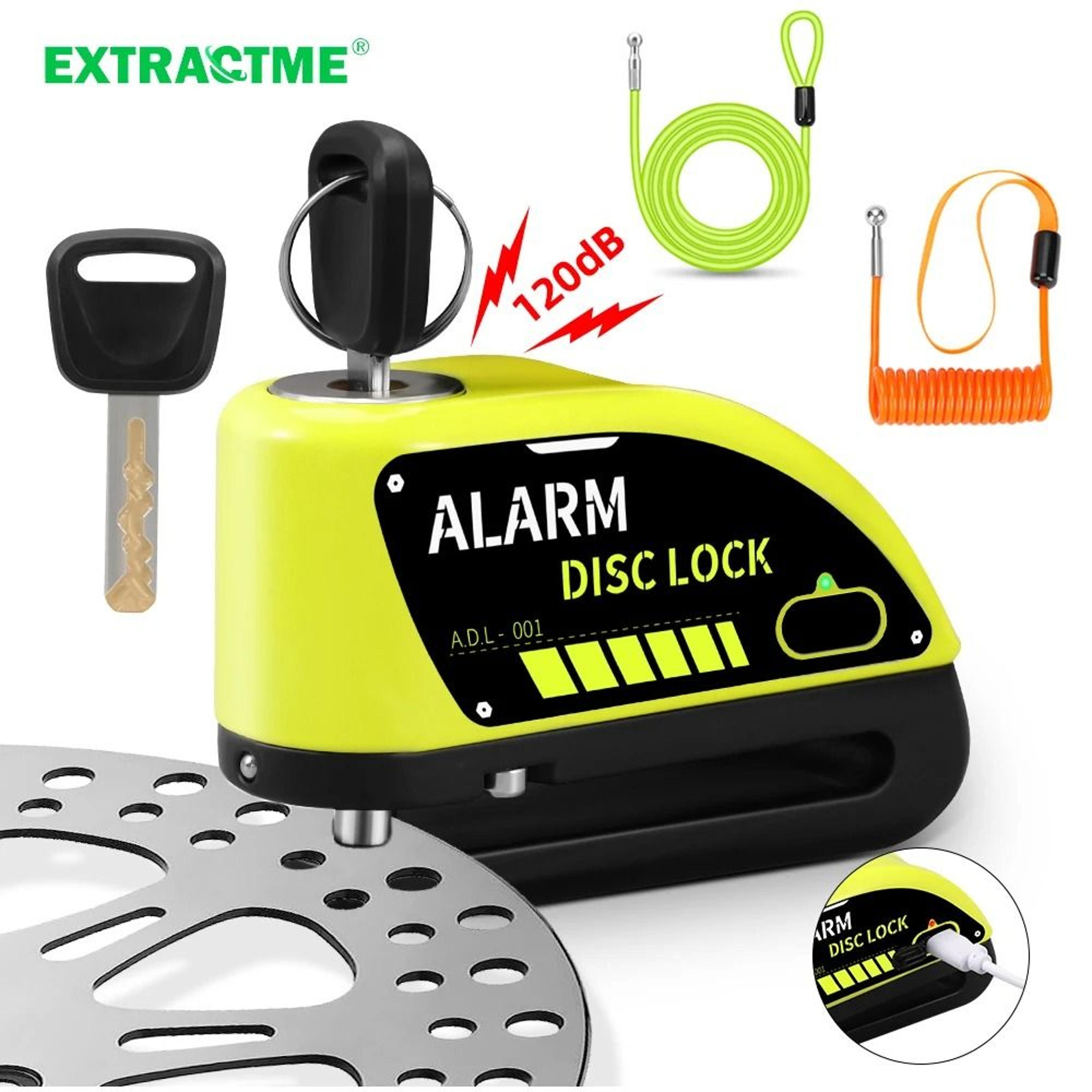 motorcycle disc brake alarm lock with anti-theft siren and security cable options
