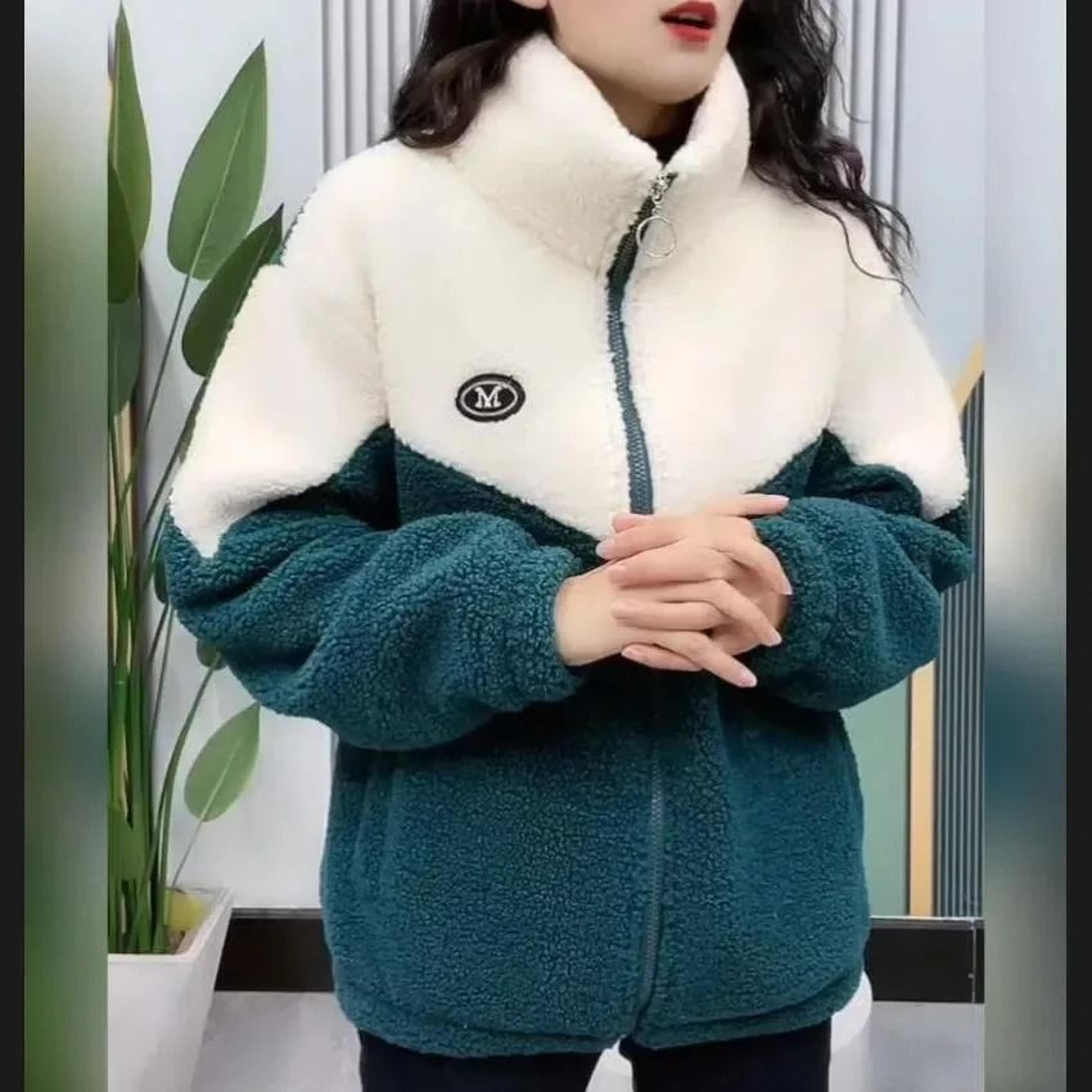 winter warm colored lamb fleece long sleeve mid length overcoat for women