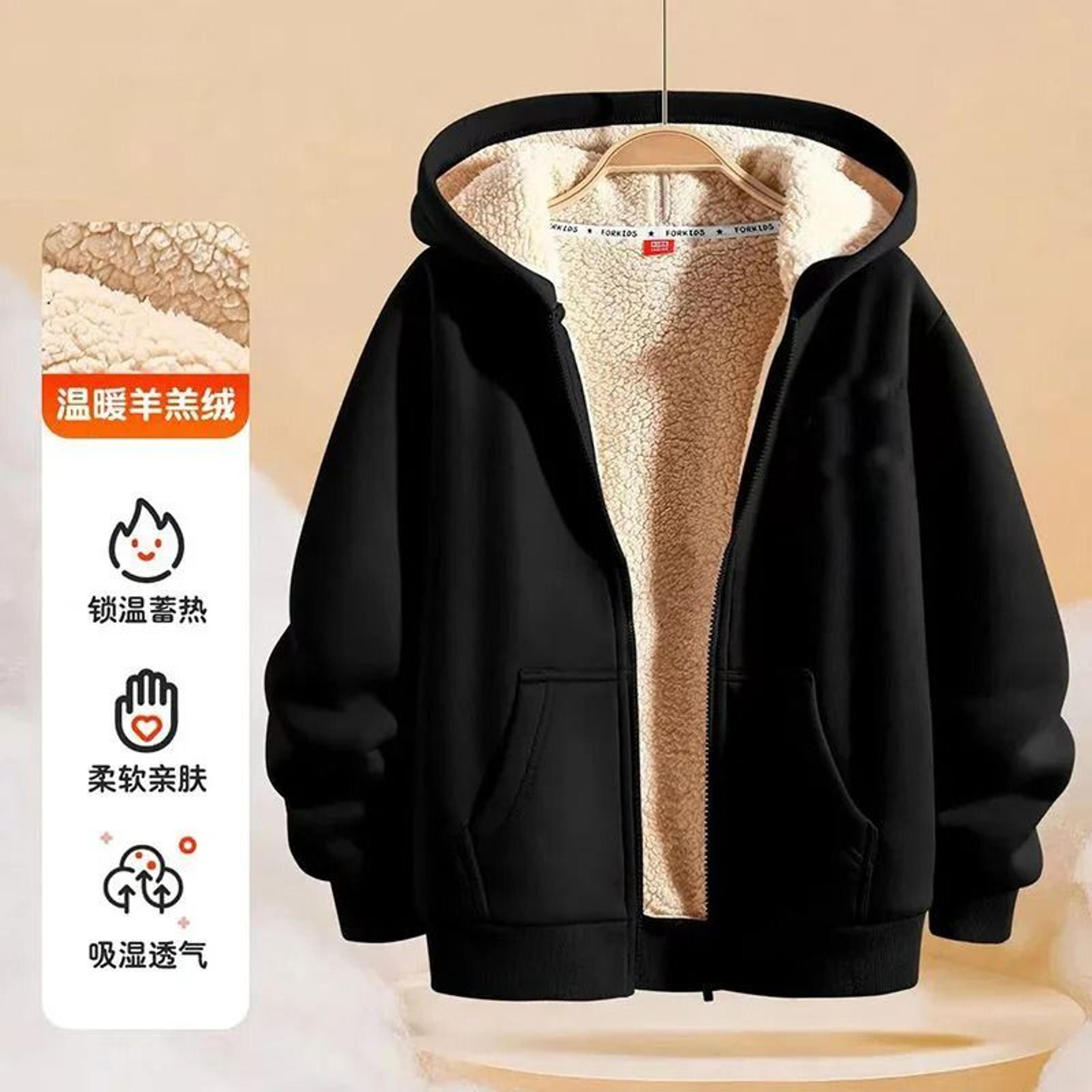 kids padded lambwool hooded jacket