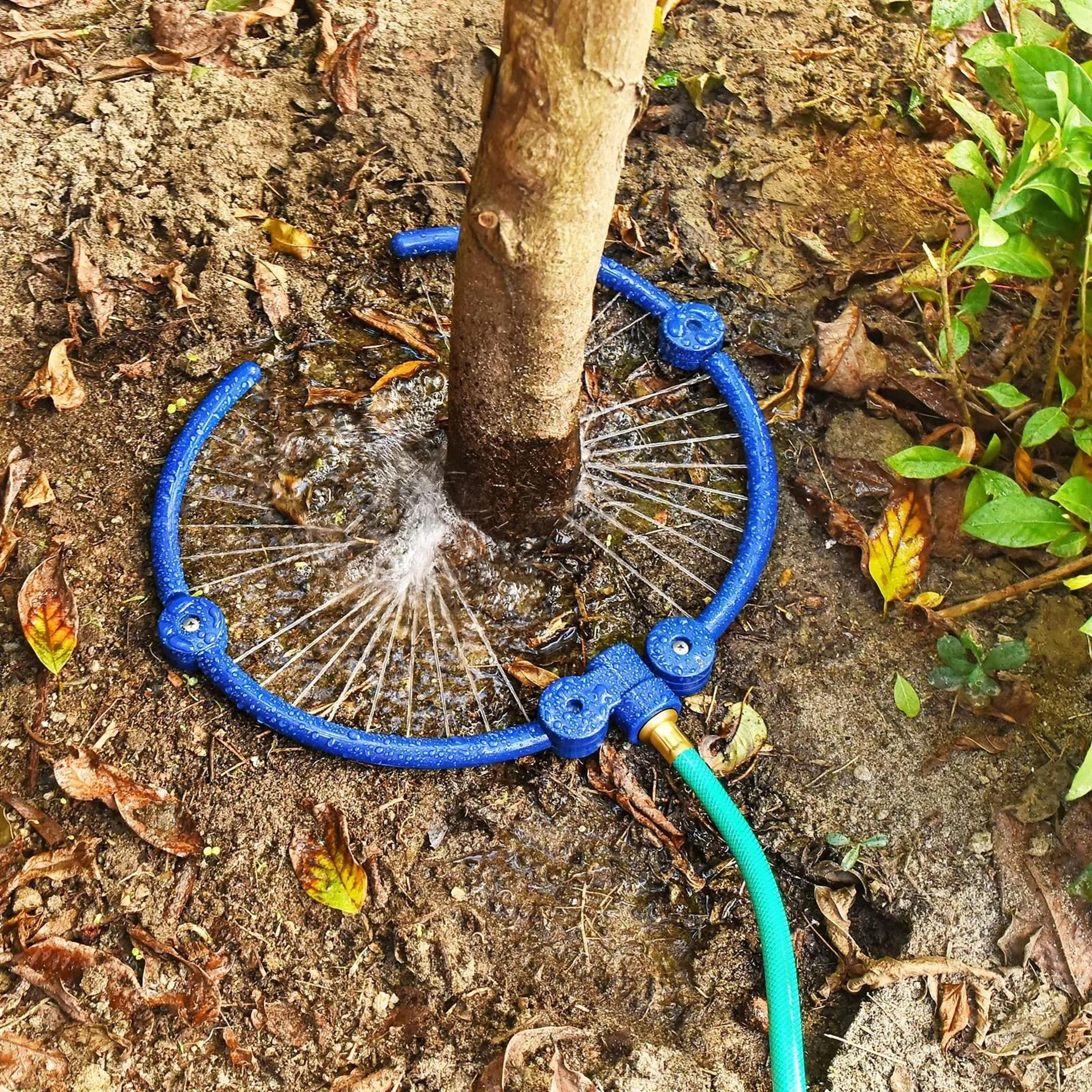 tree watering ring circle sprinkler with y hose splitter 360 degree irrigation