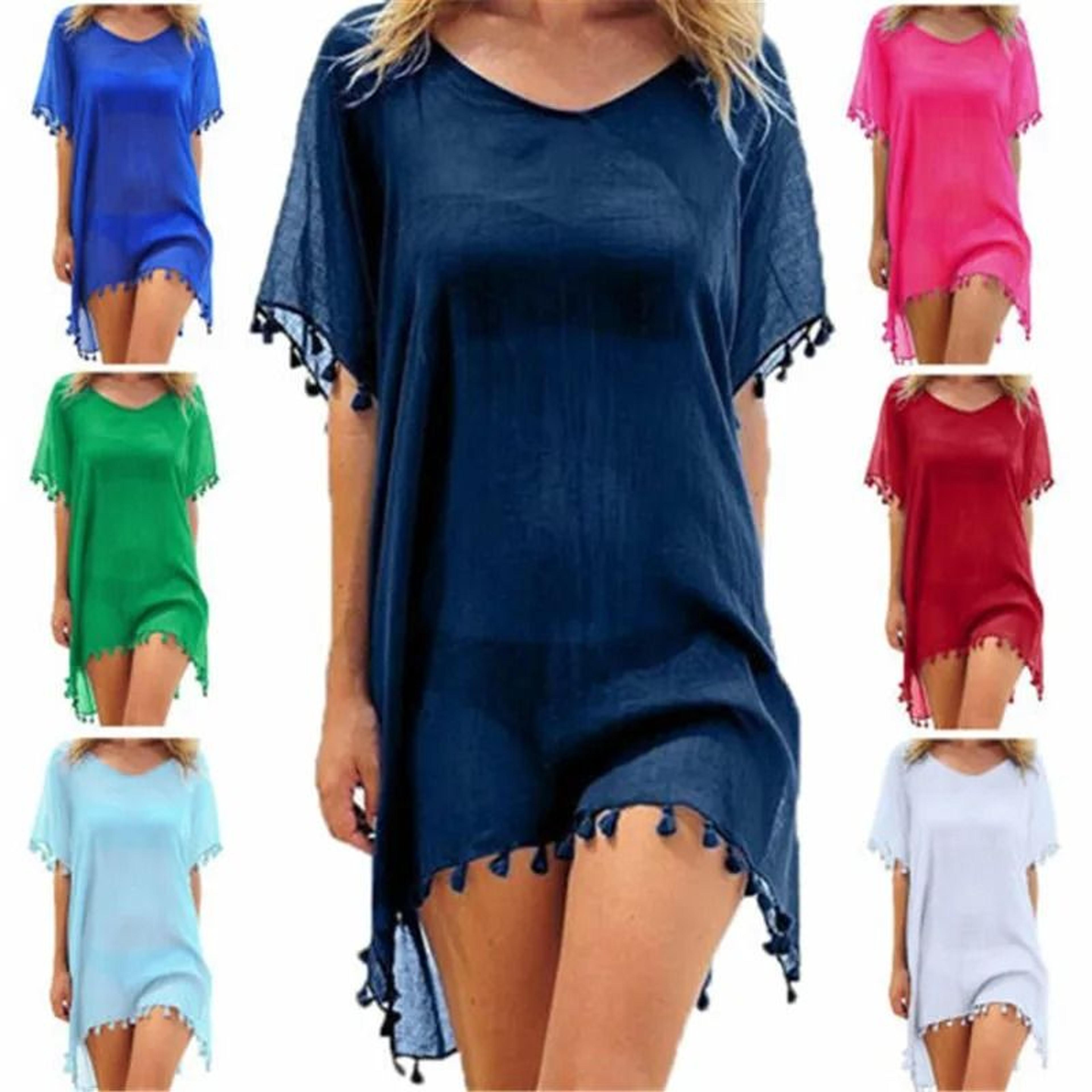 women summer lace crochet beach cover up