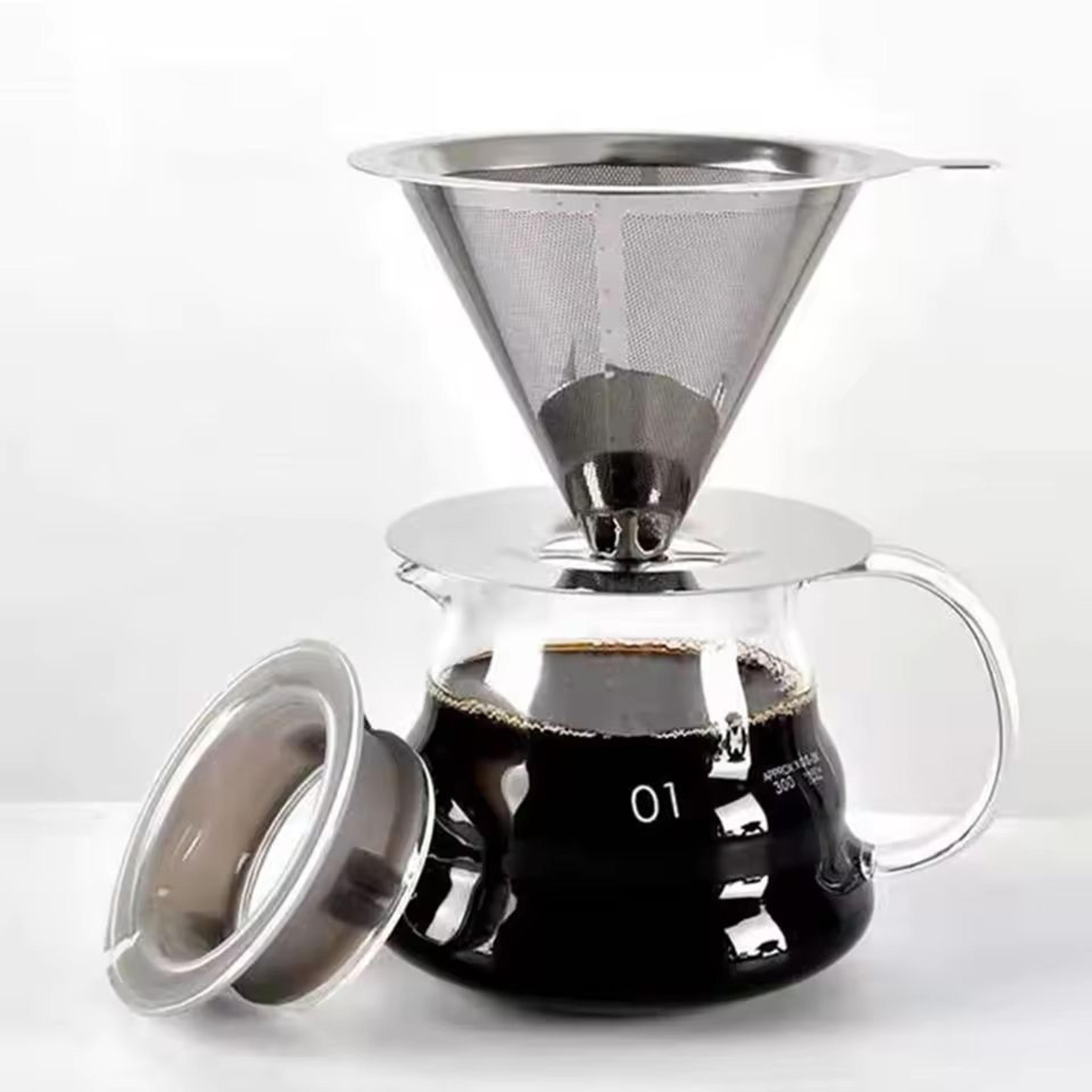 reusable coffee filter holder double layer stainless steel coffee tea strainer