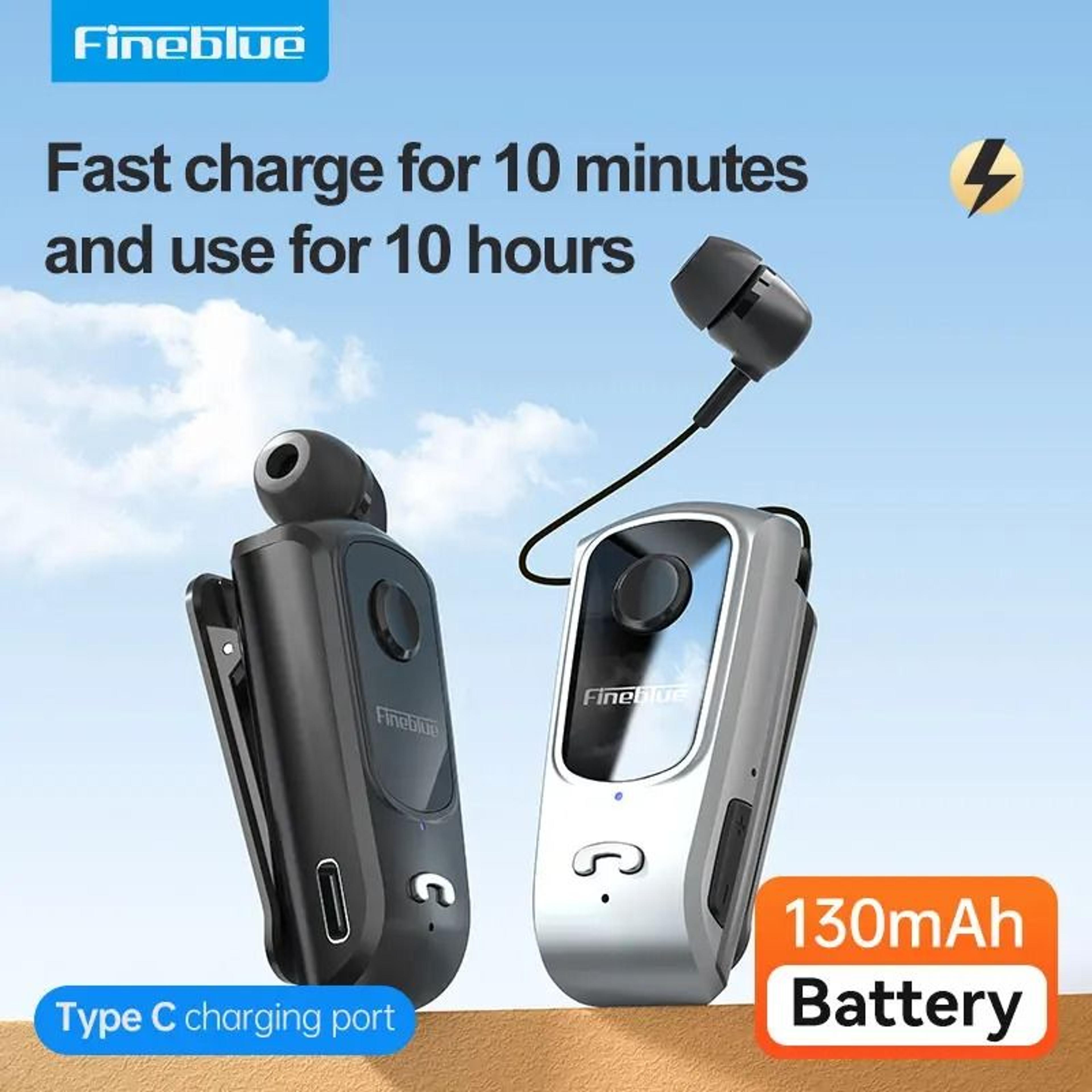 mini retractable wireless earphone with clip, vibration alerts and bluetooth 5.0