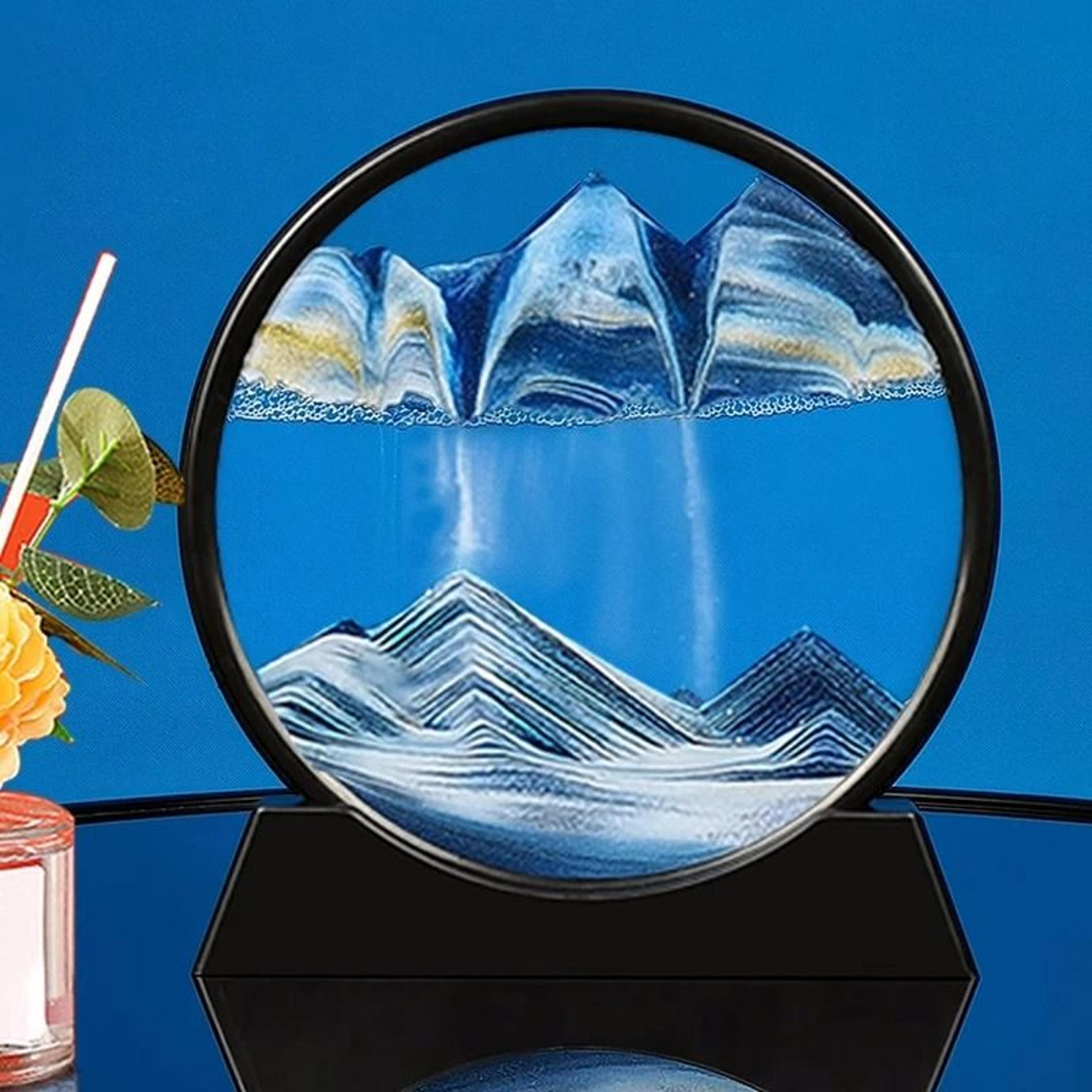 3d quicksand motion hourglass sand art in round glass – deep sea sandscape decor