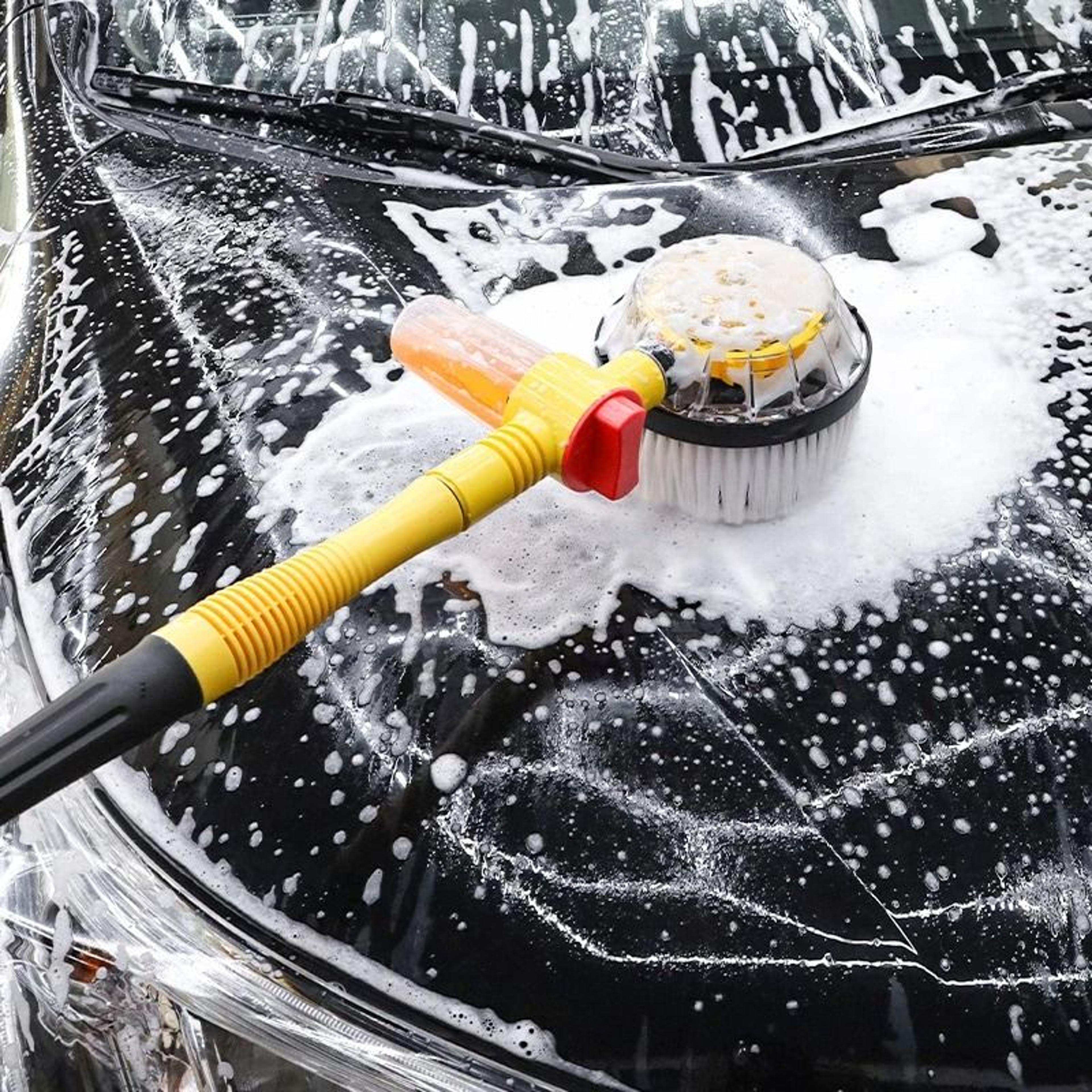 360 degree rotating car wash brush kit with high pressure and foam dispenser