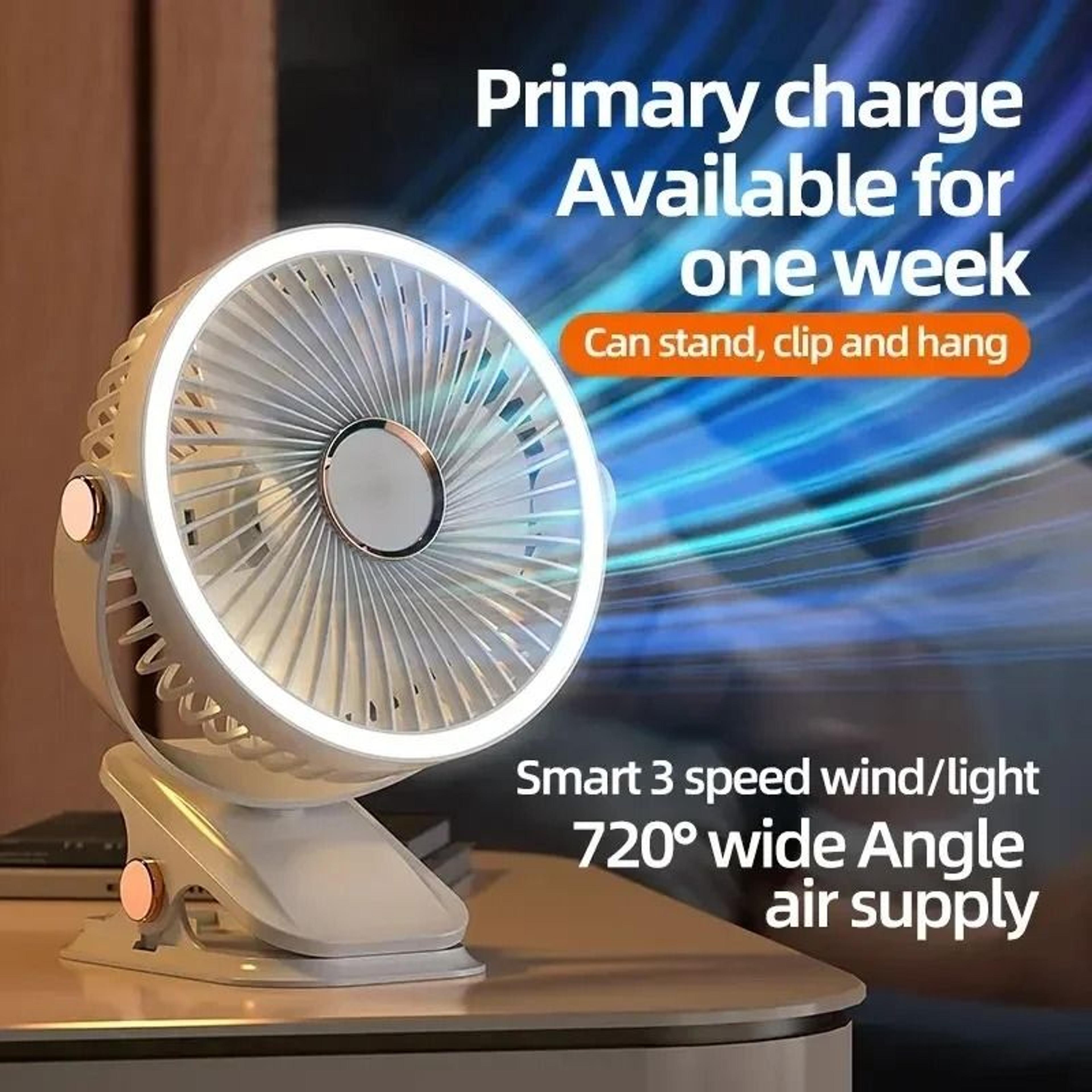 portable camping fan with led light and rechargeable battery