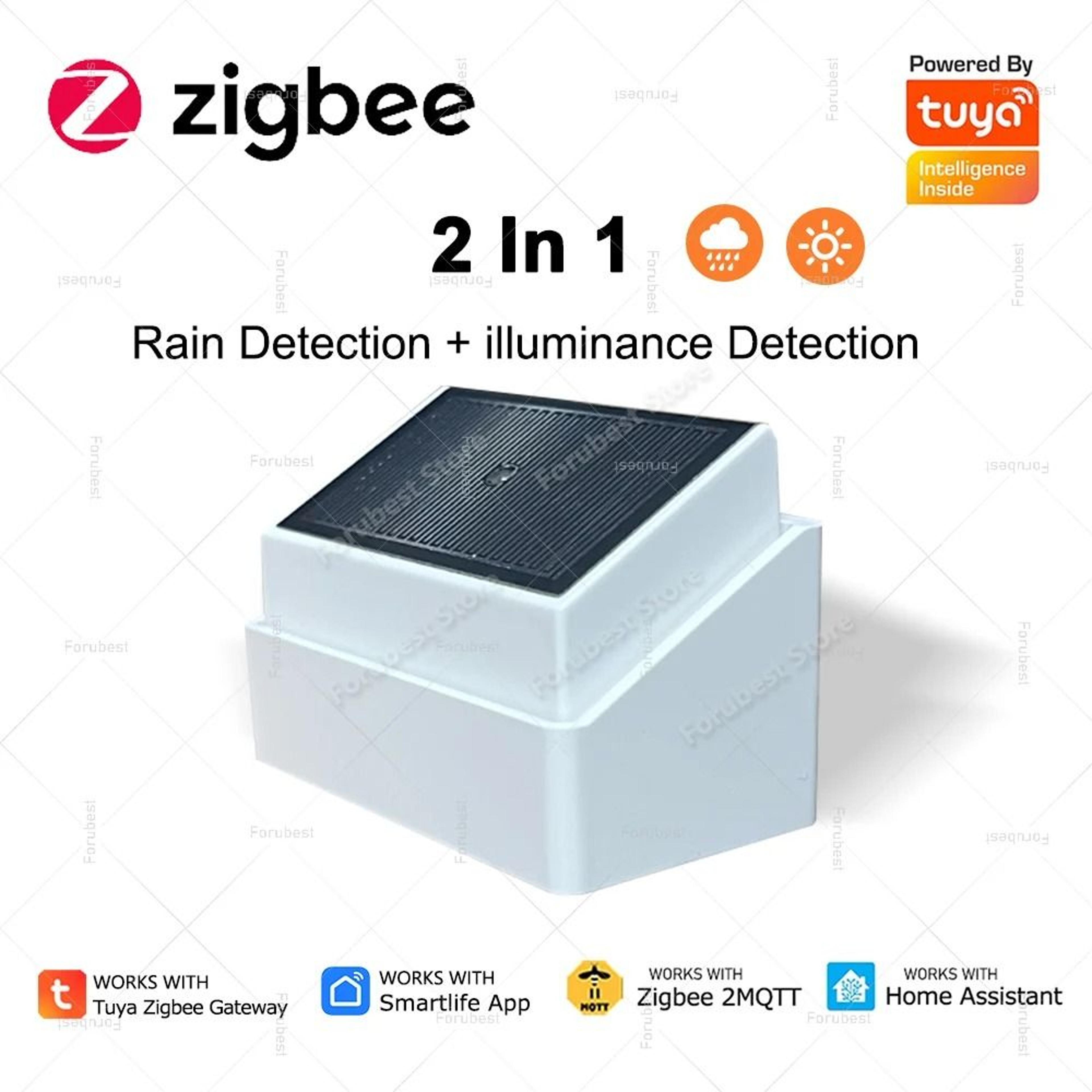 2 in 1 zigbee rain detector with brightness sensor for smart home automation