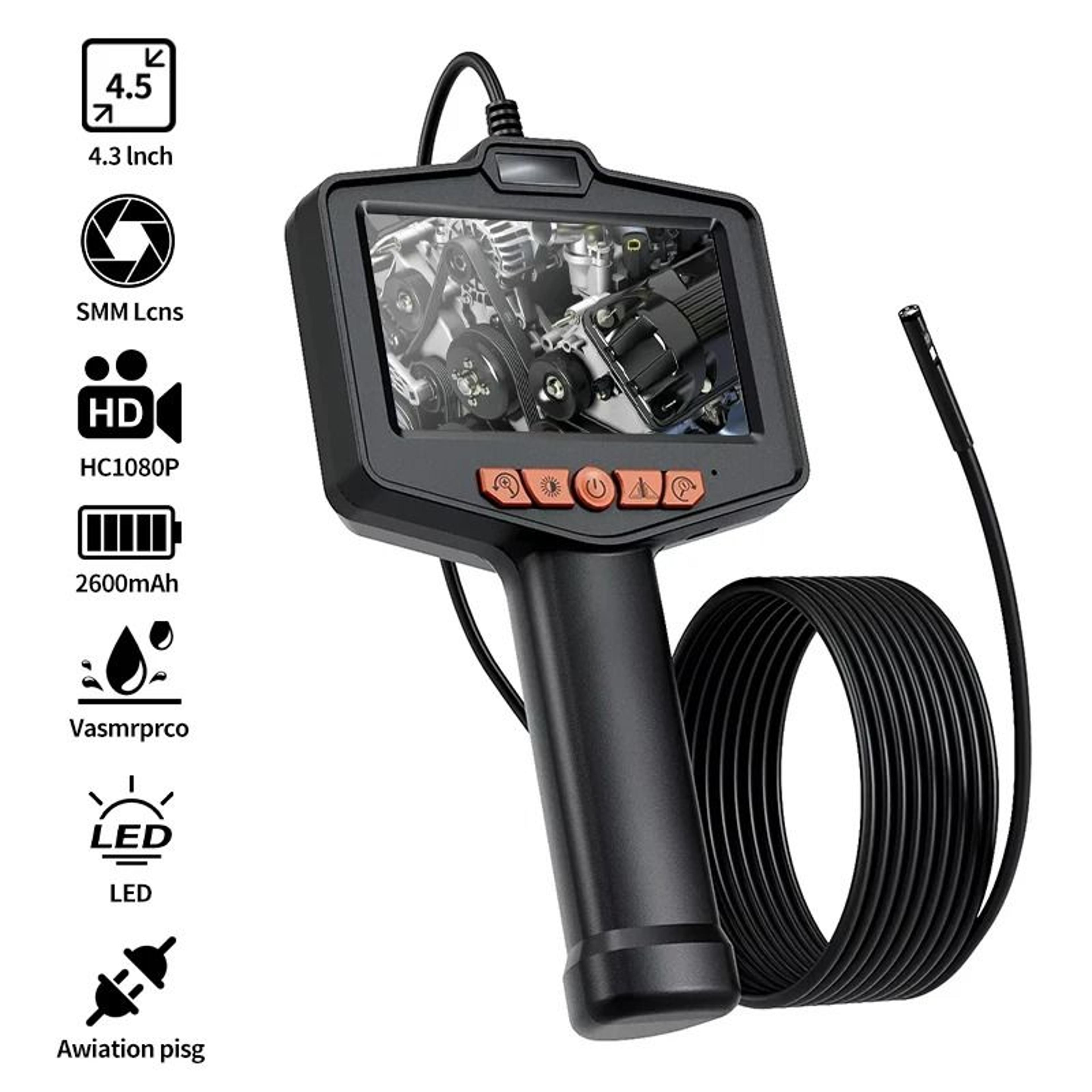 industrial endoscope hd inspection camera with 4.3 inch screen and led lights