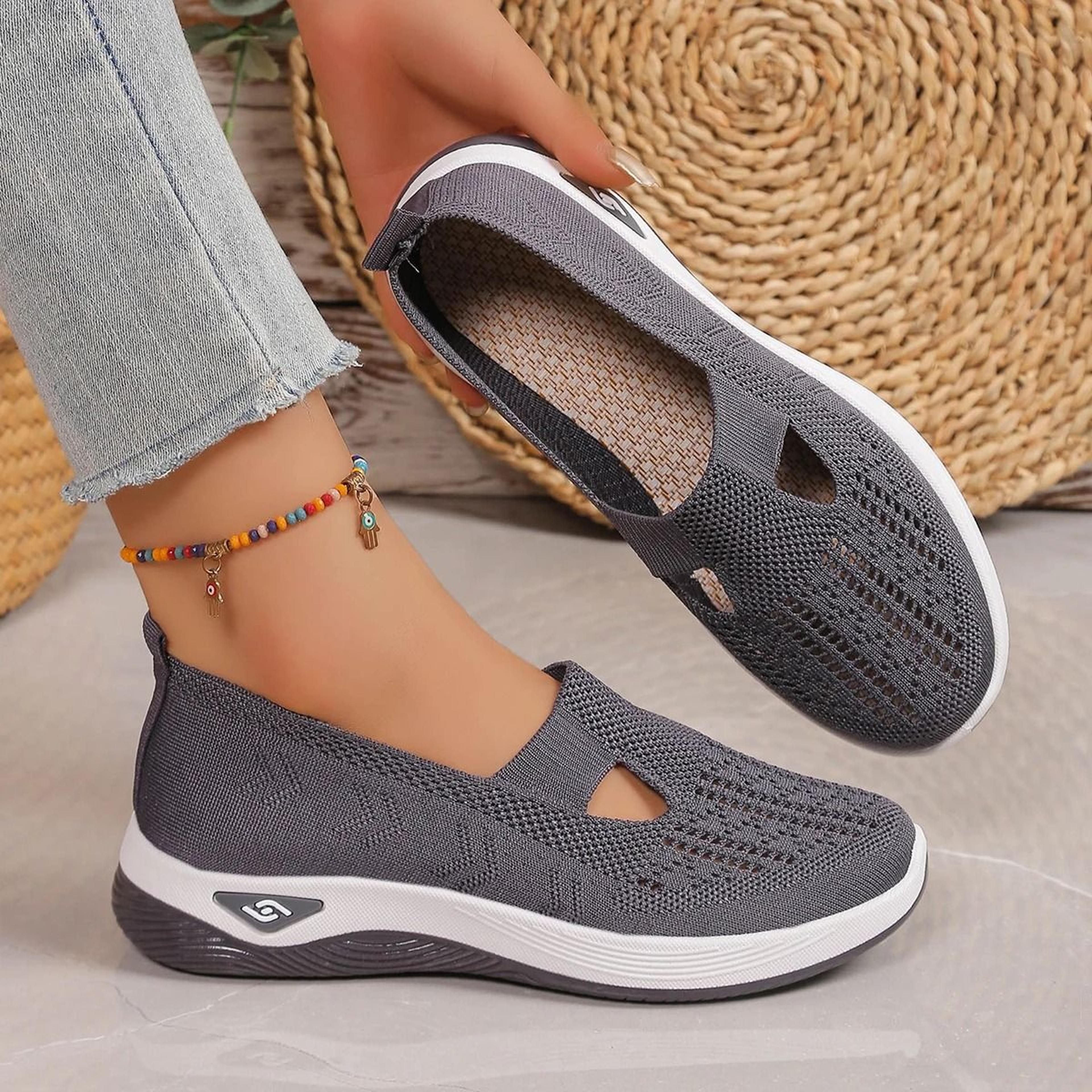 women breathable knitted sneakers casual low top shoes