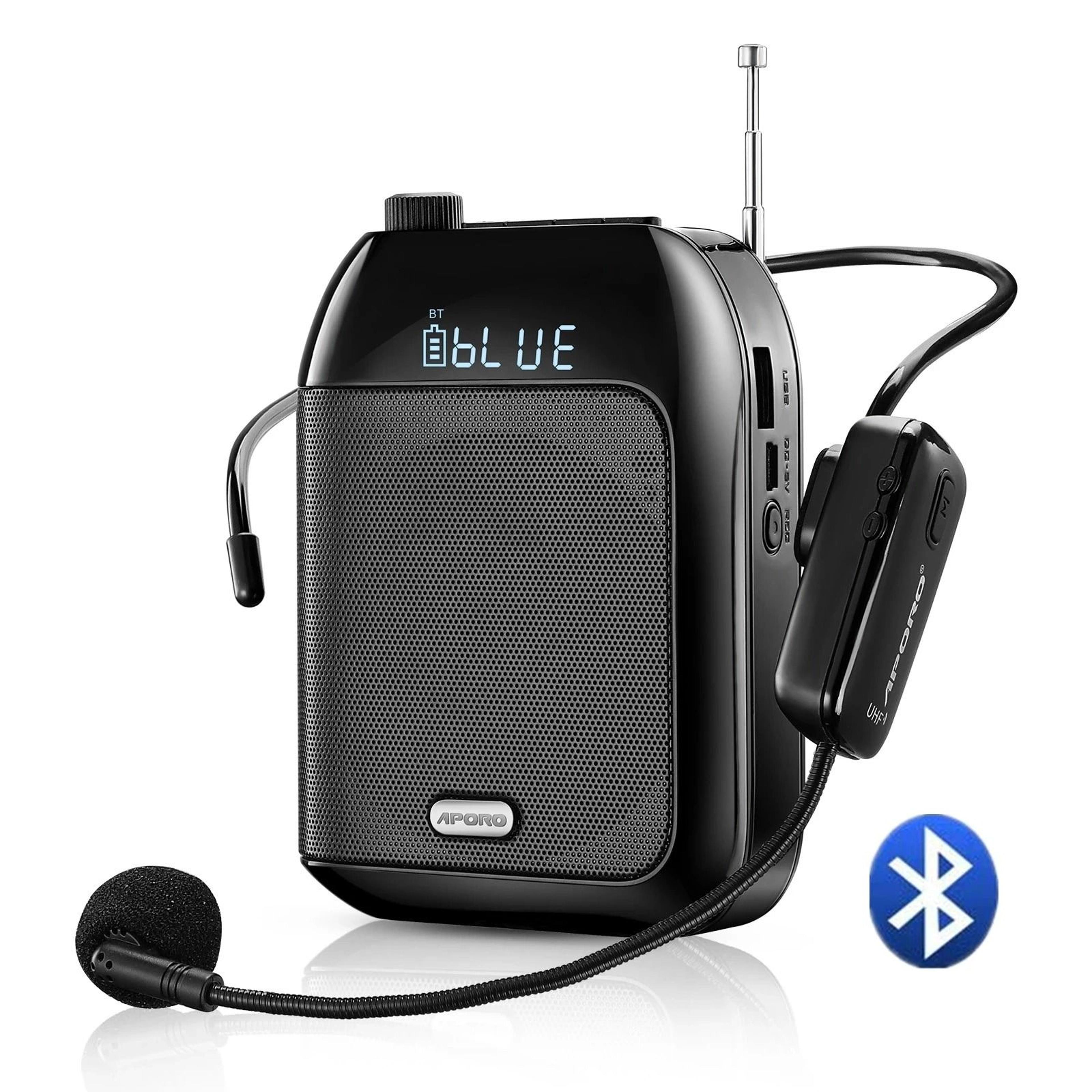 bluetooth wireless voice amplifier with microphone and speaker for teaching, lectures, and tour guides