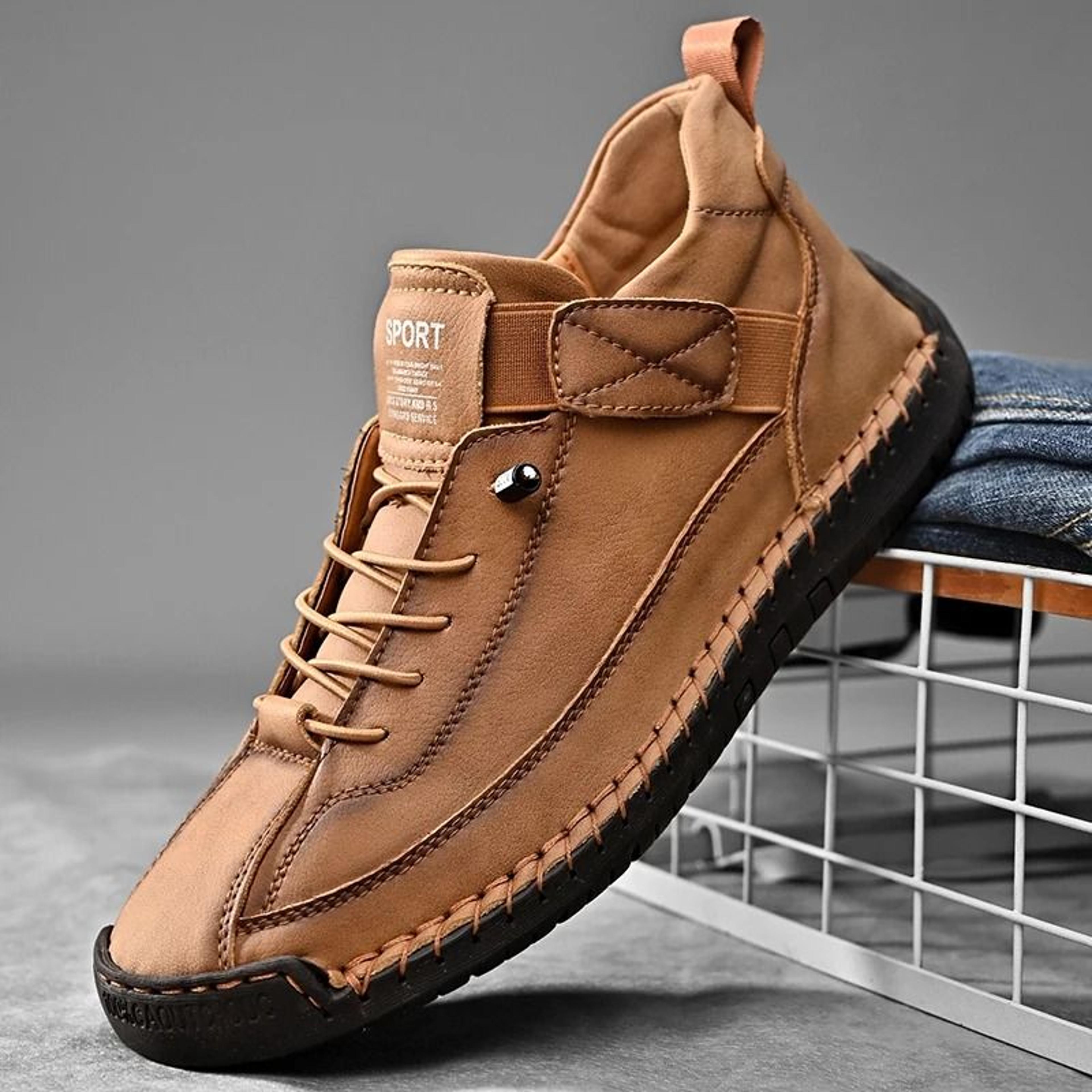 handmade leather men slip on loafers casual breathable flats