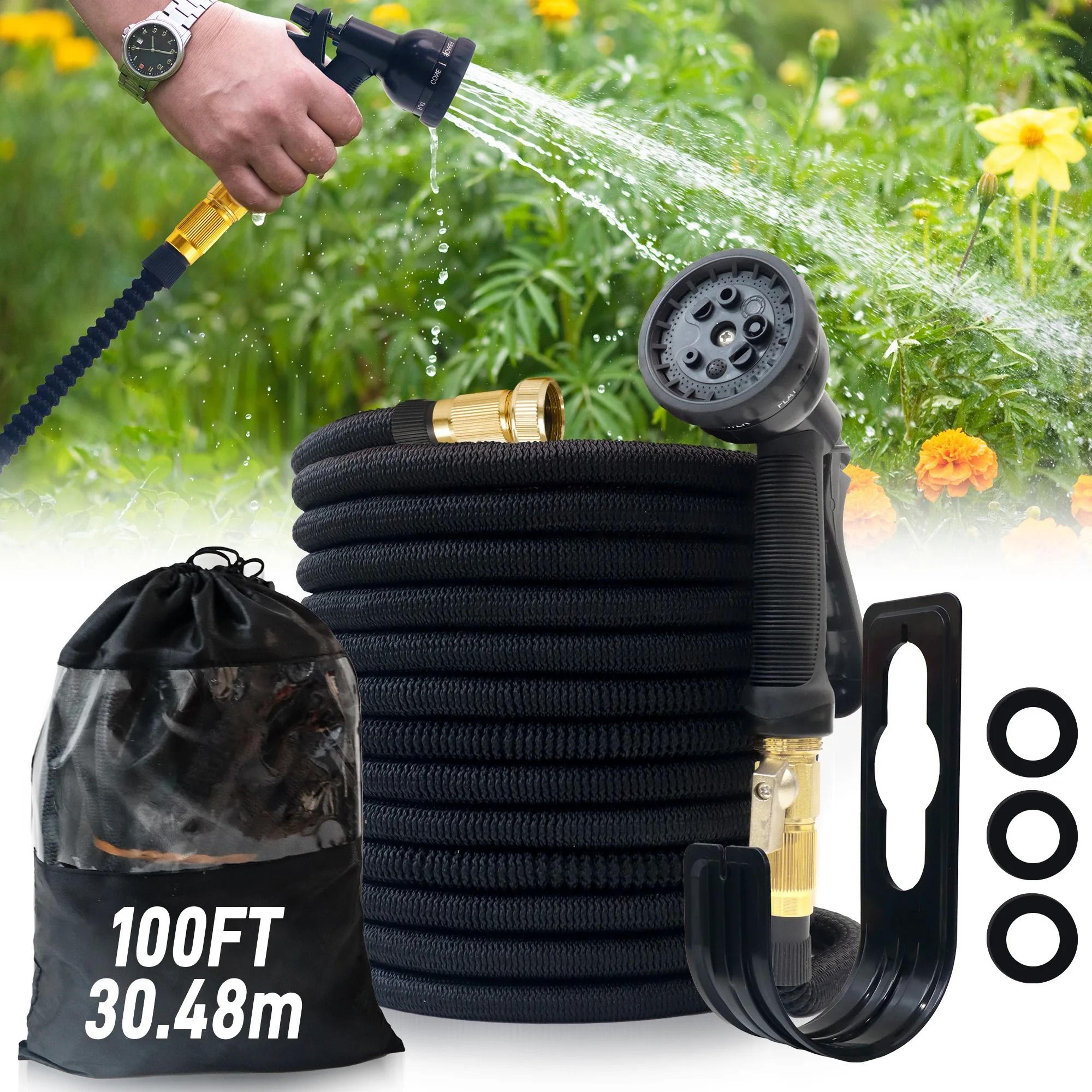 expandable garden hose with spray nozzle lightweight flexible no kink