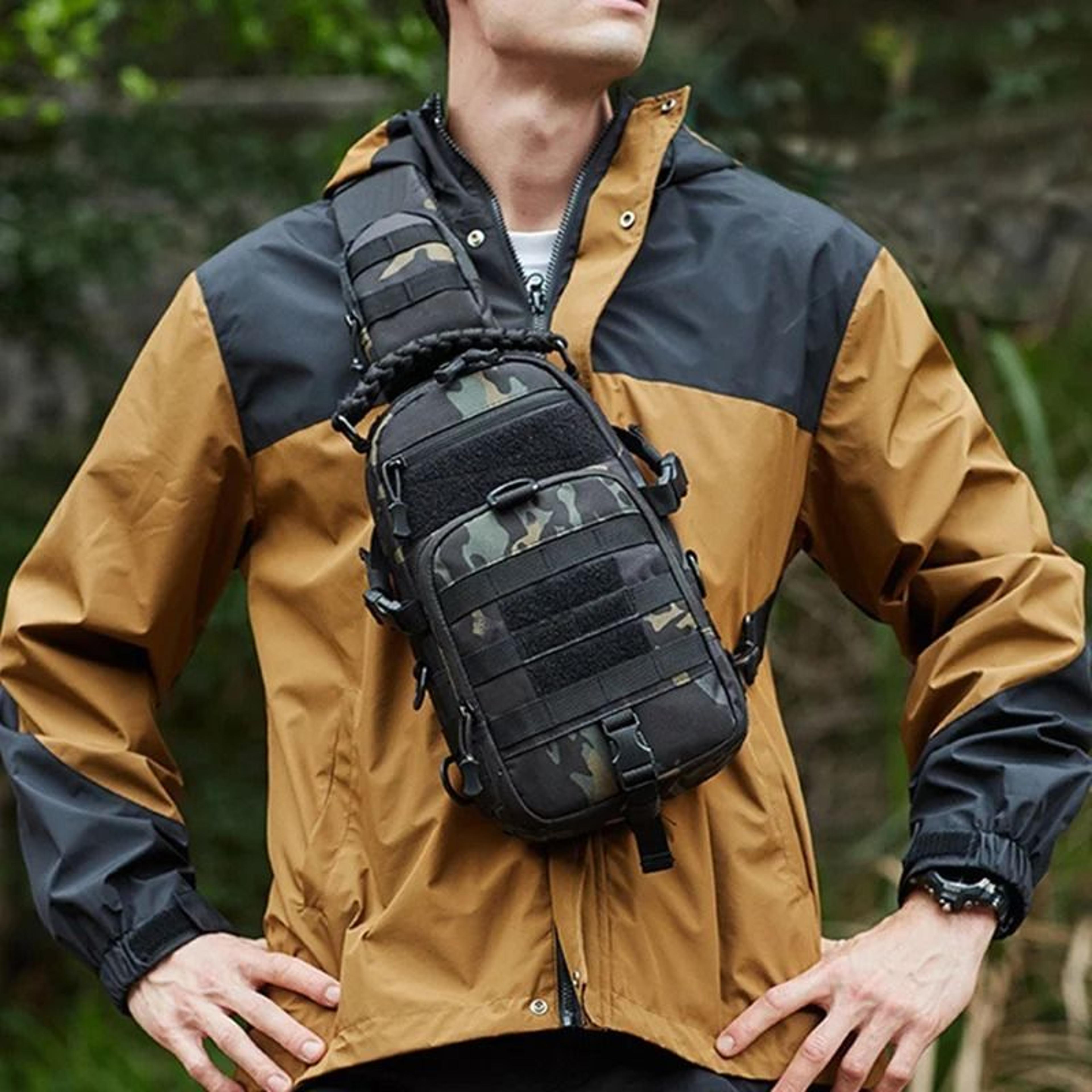 tactical chest bag sling backpack with molle system for outdoor sports and travel