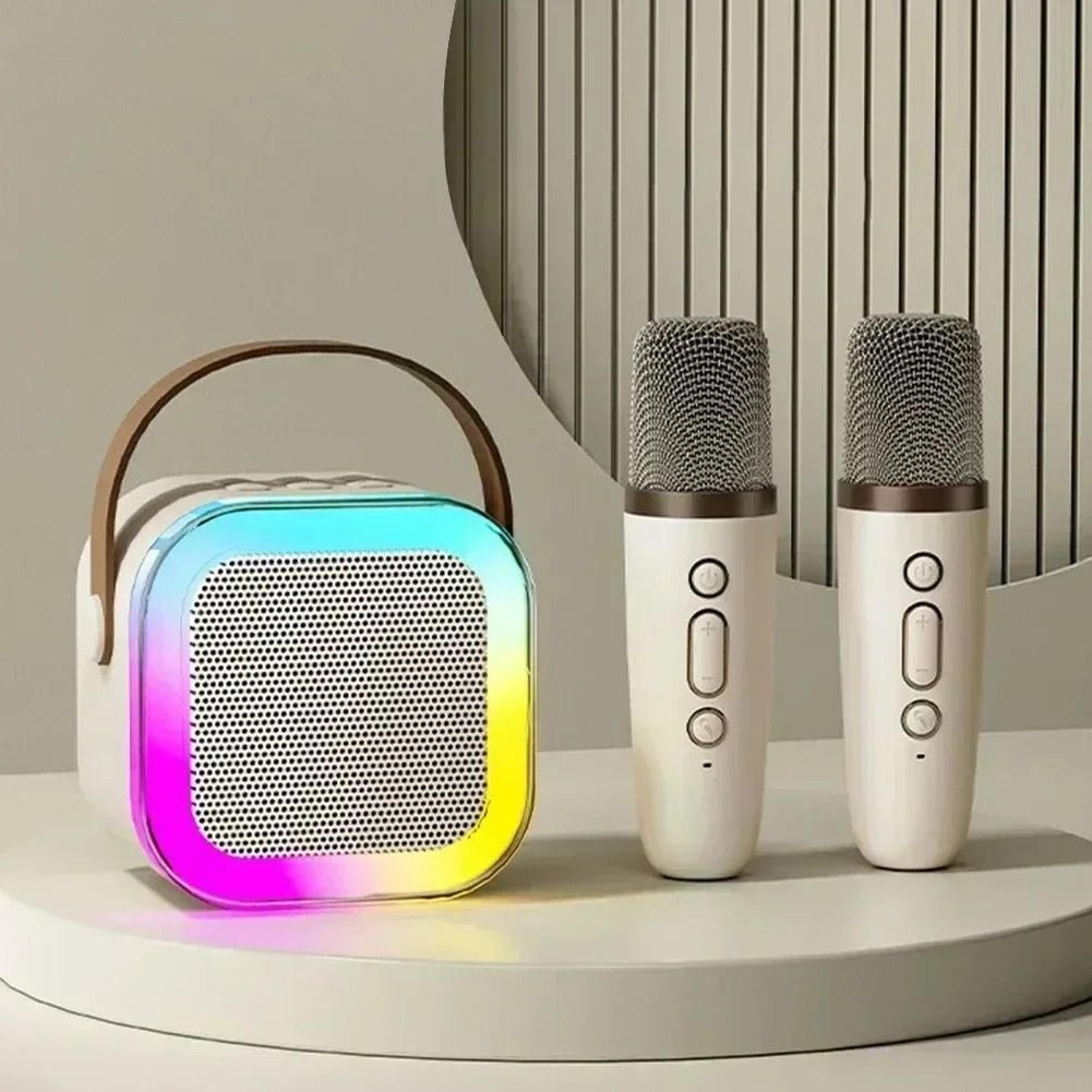 mini bluetooth karaoke speaker with microphone and rgb lights
