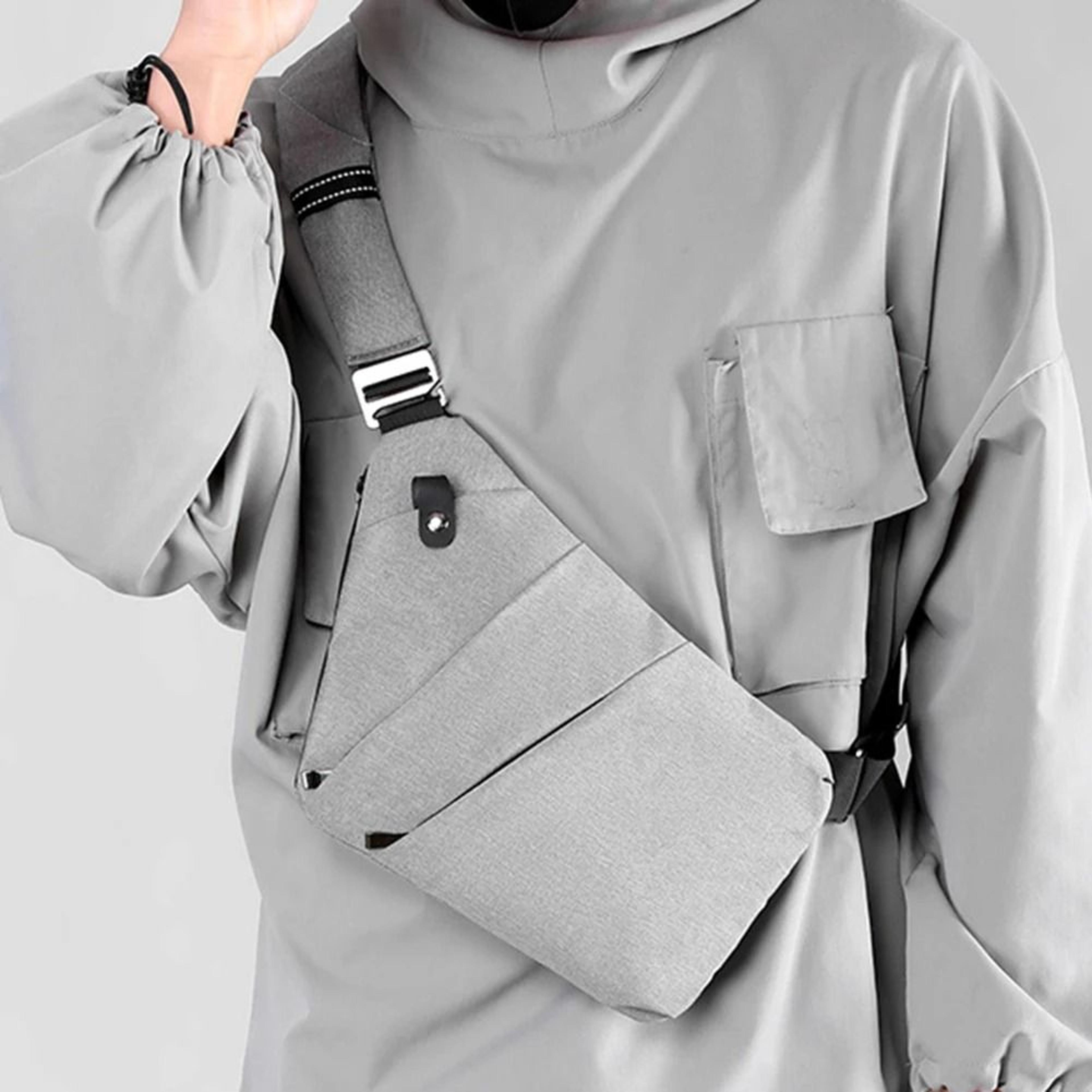 mens anti-theft crossbody chest bag with adjustable strap