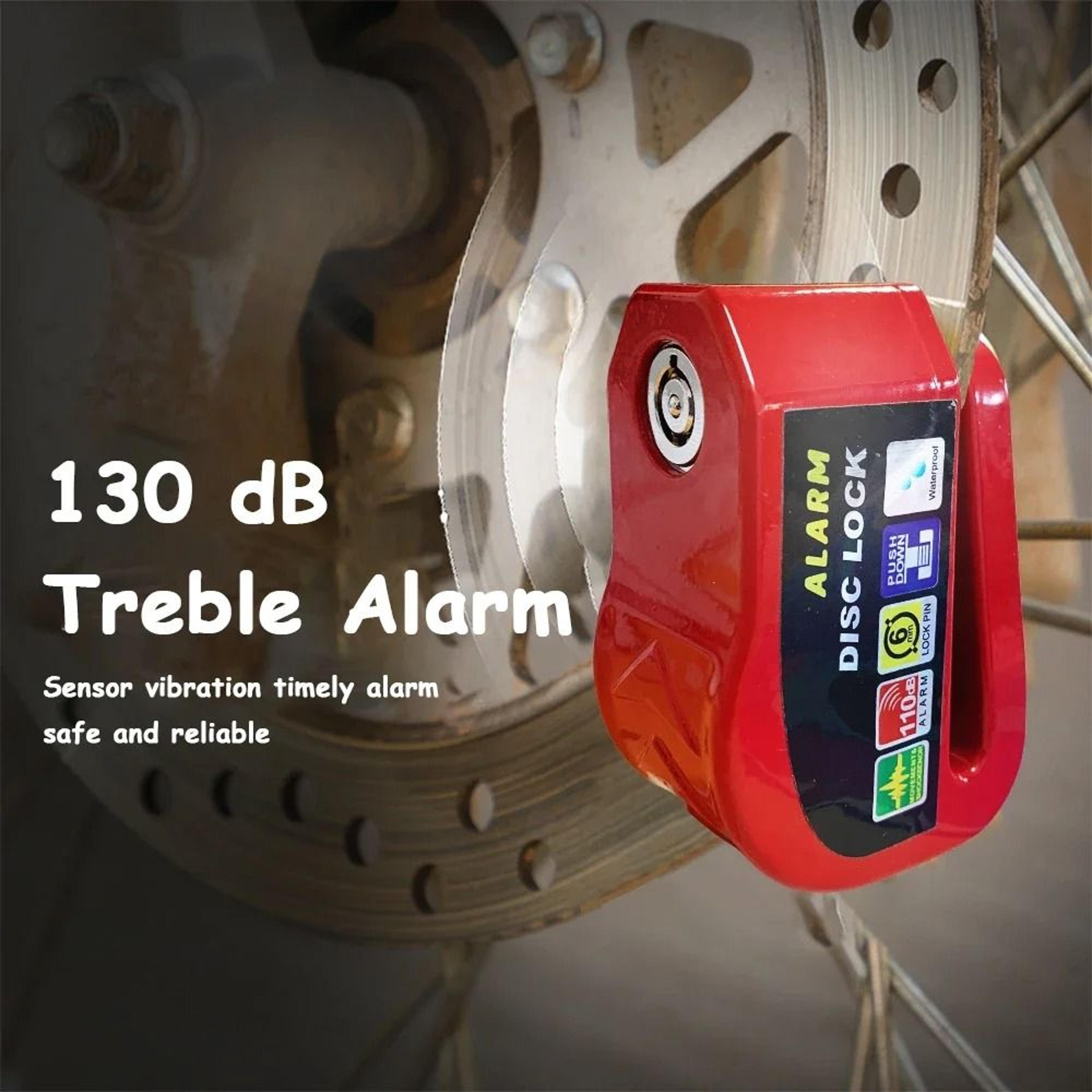 motorcycle and bicycle disc brake lock with alarm and reminder cable