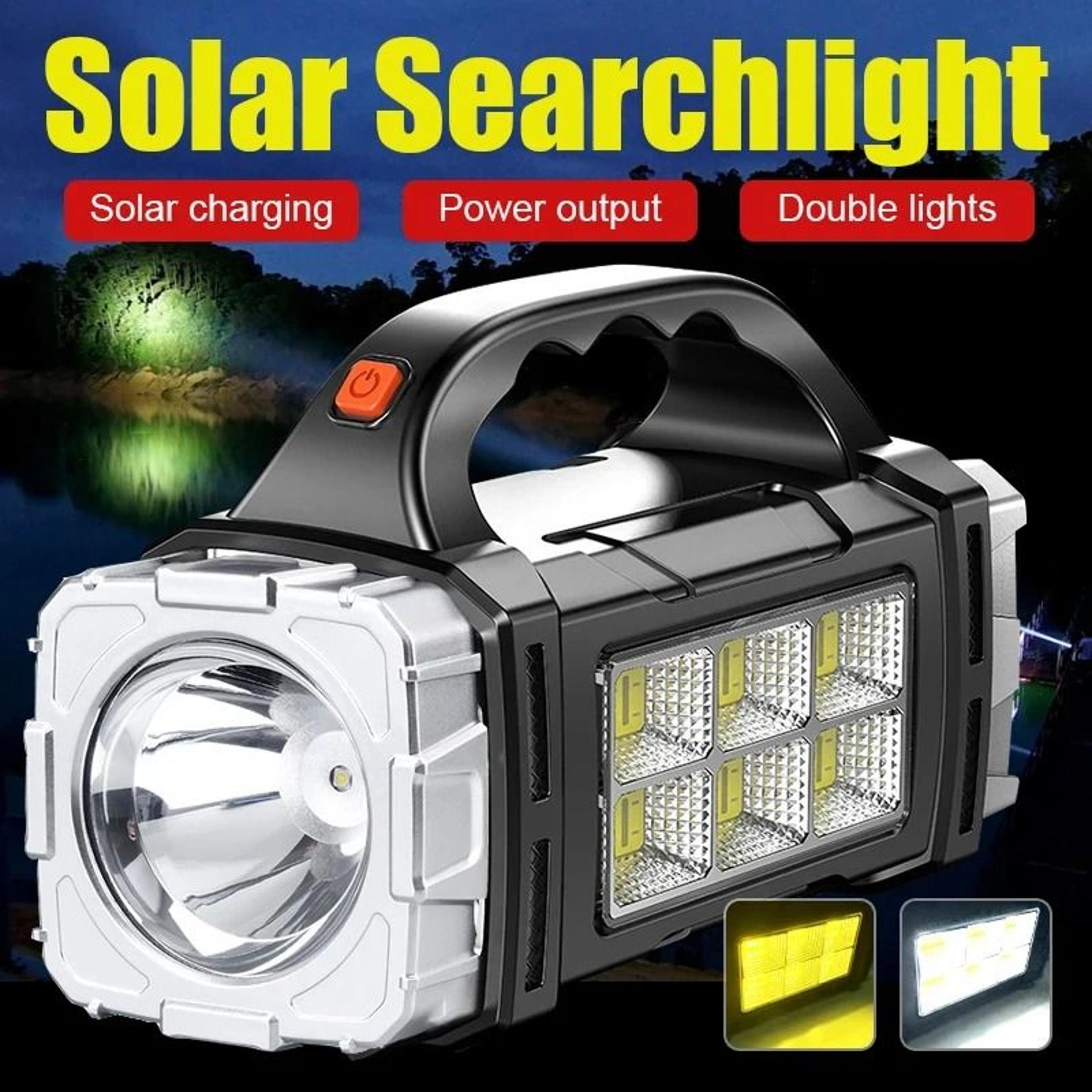 powerful led flashlight usb and solar rechargeable outdoor camping torch
