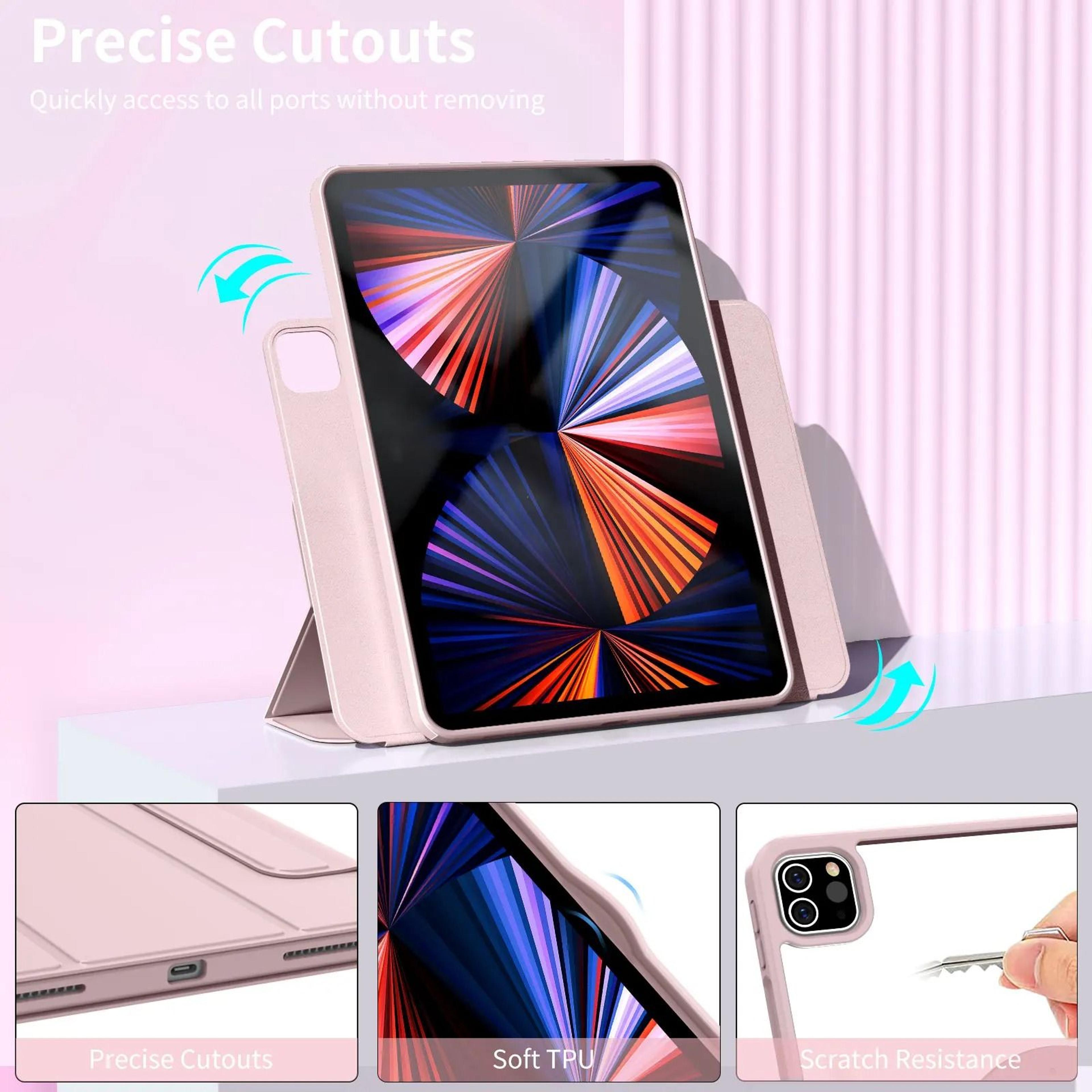 magnetic rotating detachable ipad case with stand