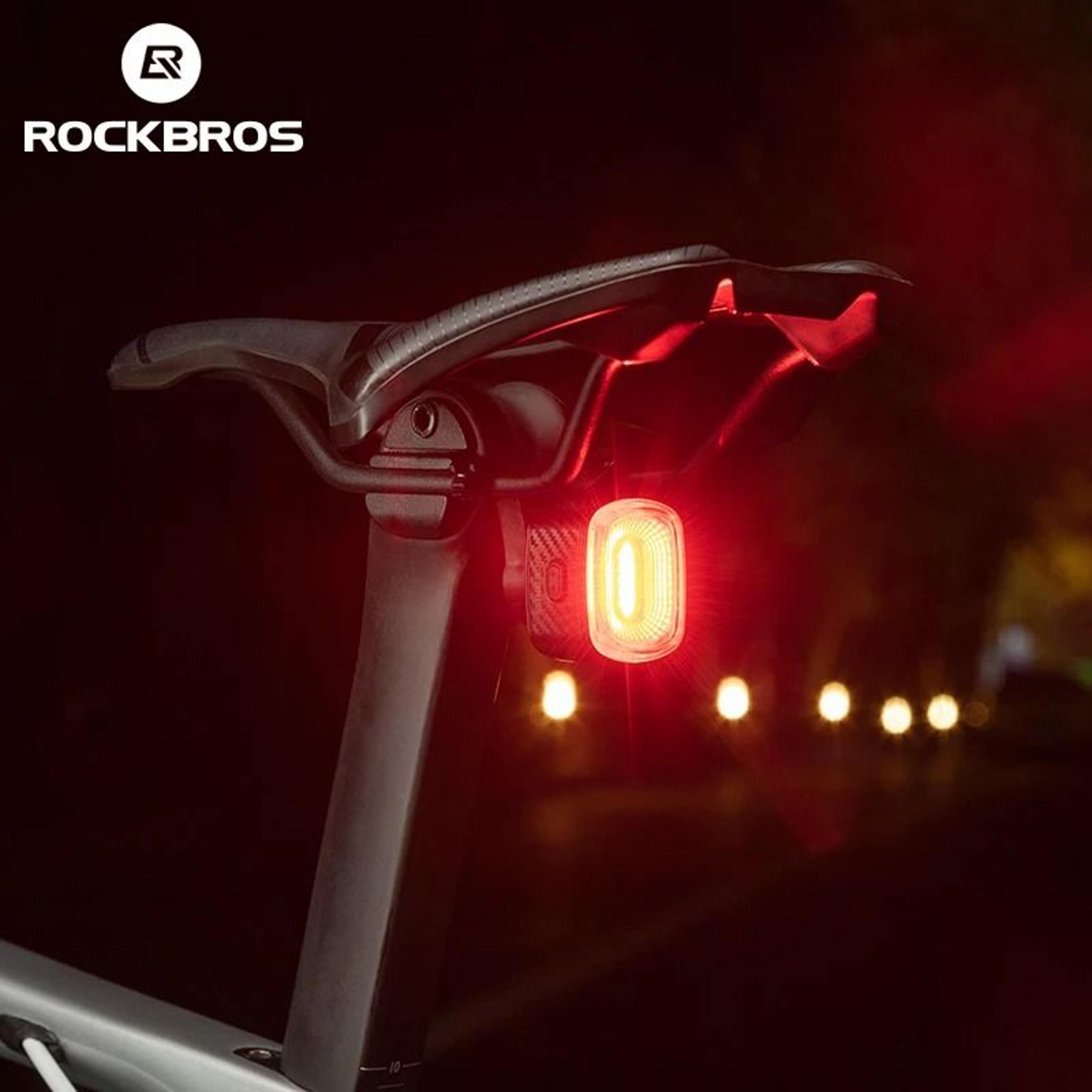 smart bicycle brake light usb rechargeable led rear cycling light