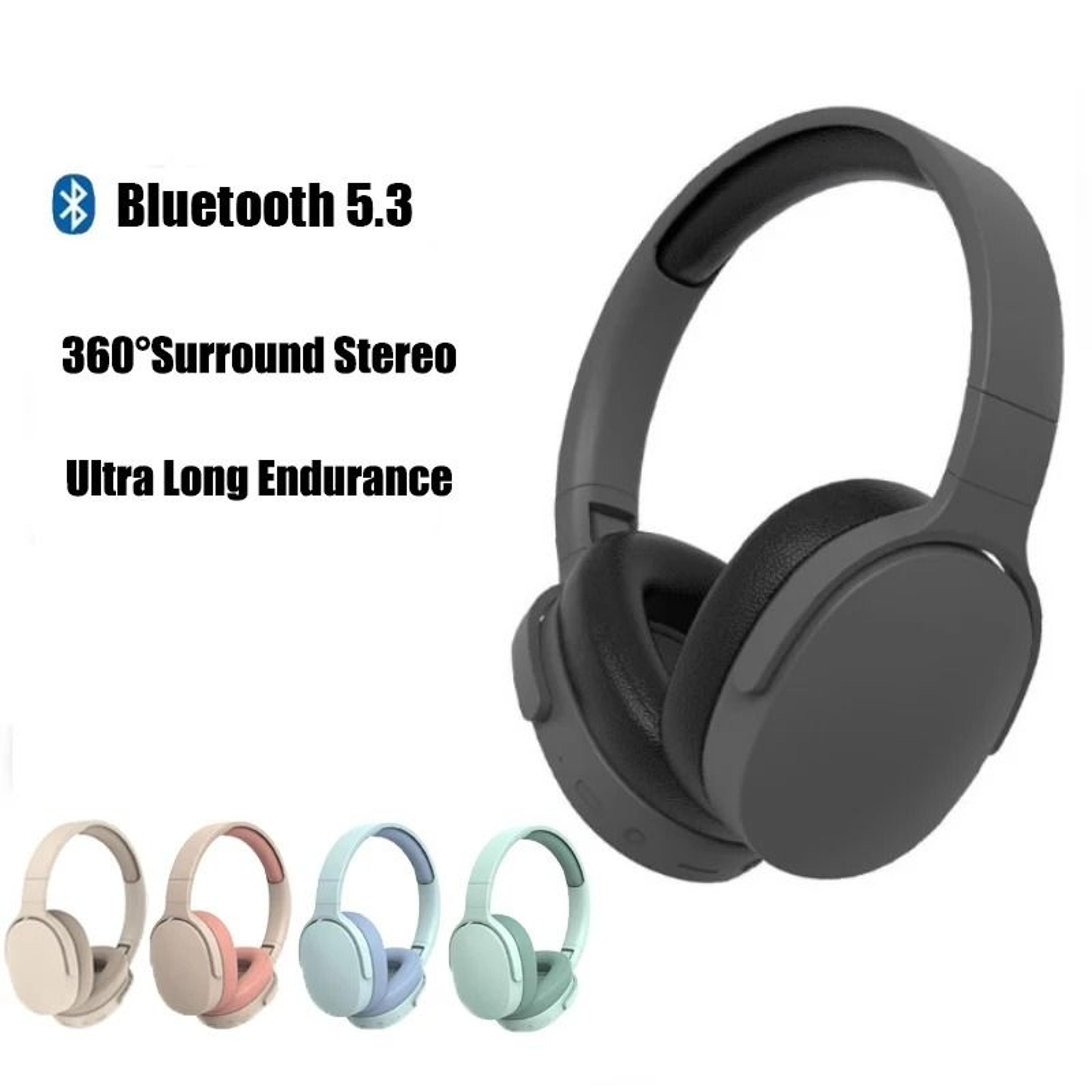 wireless bluetooth 5.3 headphones with stereo sound and microphone