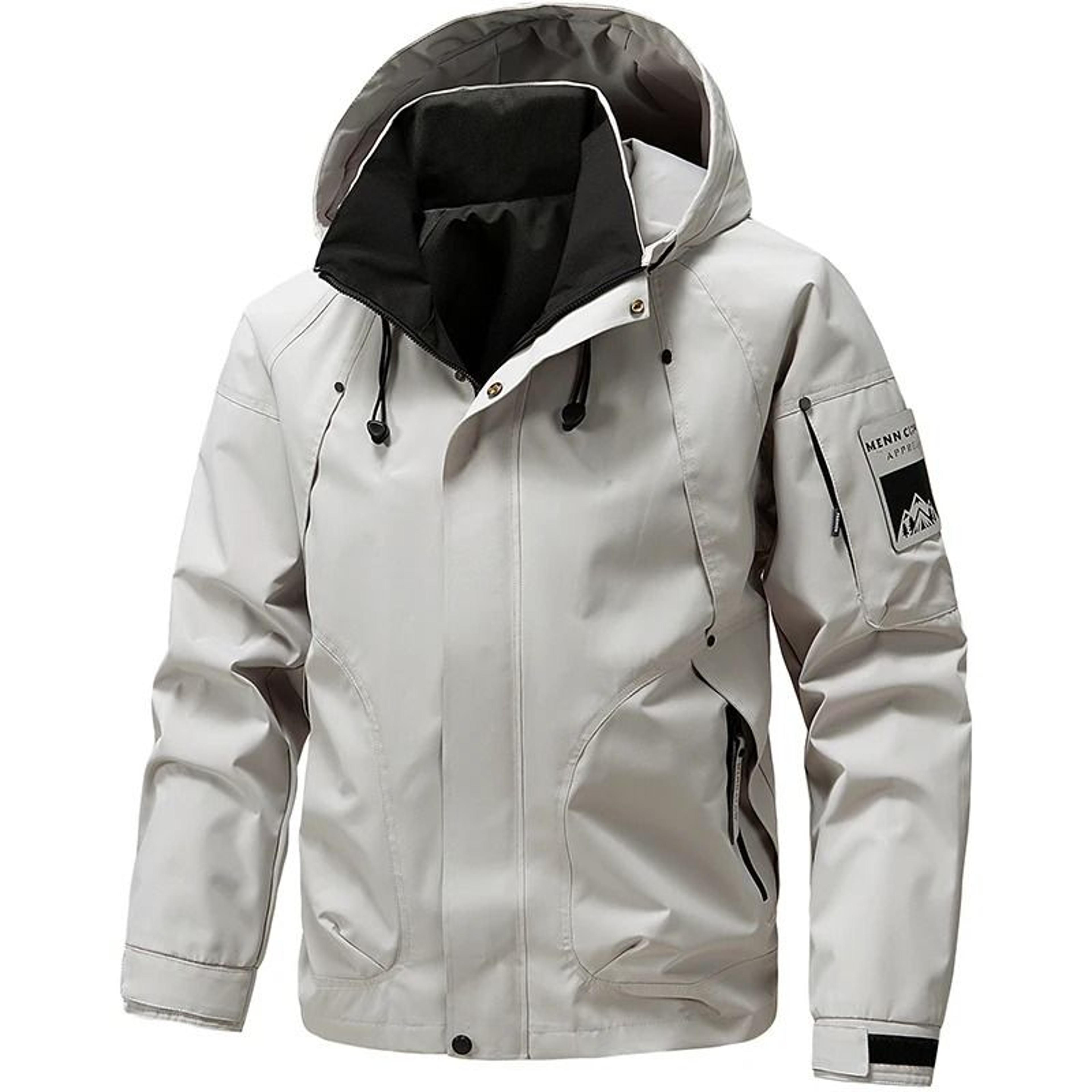 men waterproof softshell hooded jacket for hiking and camping