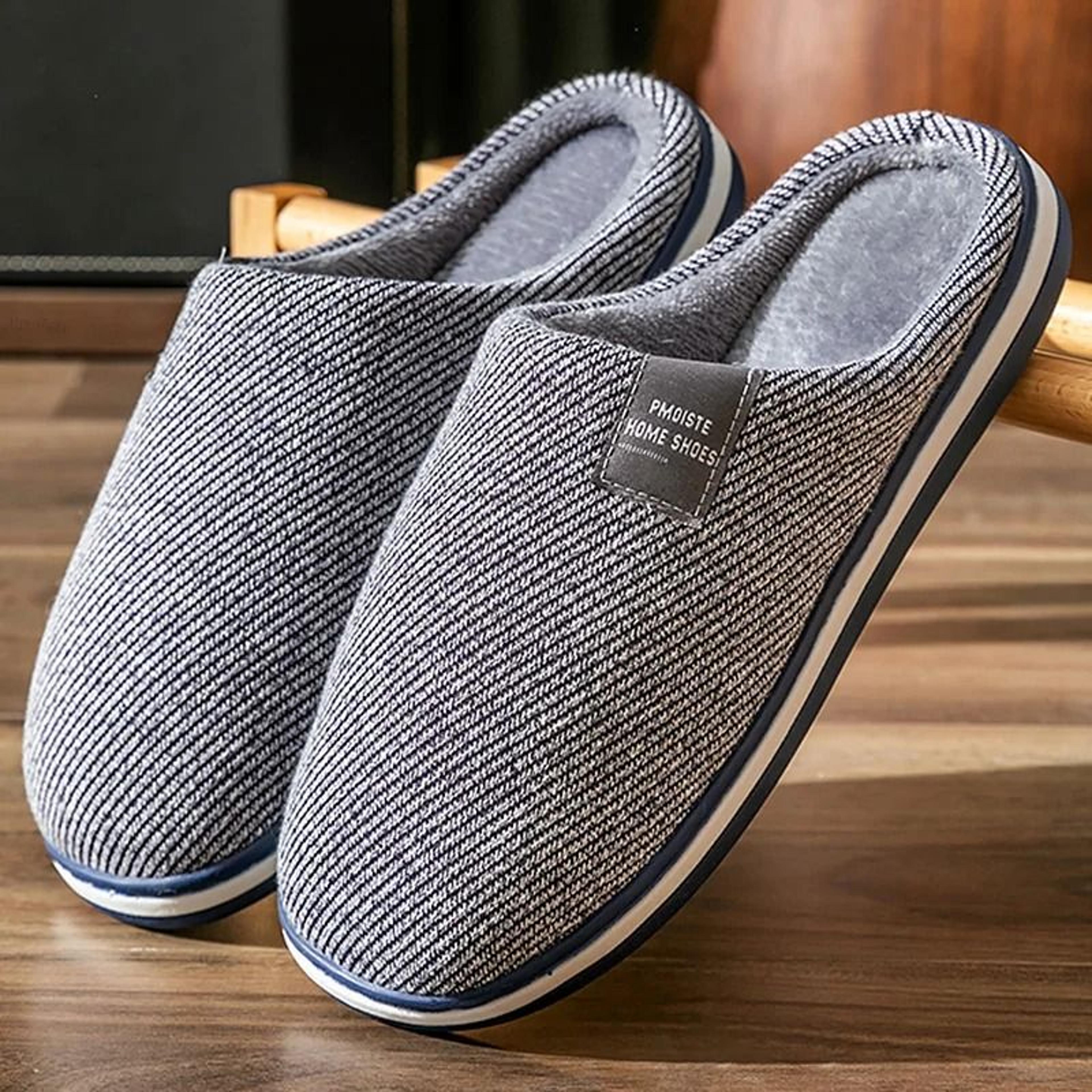 men winter warm cotton slippers with non slip sole